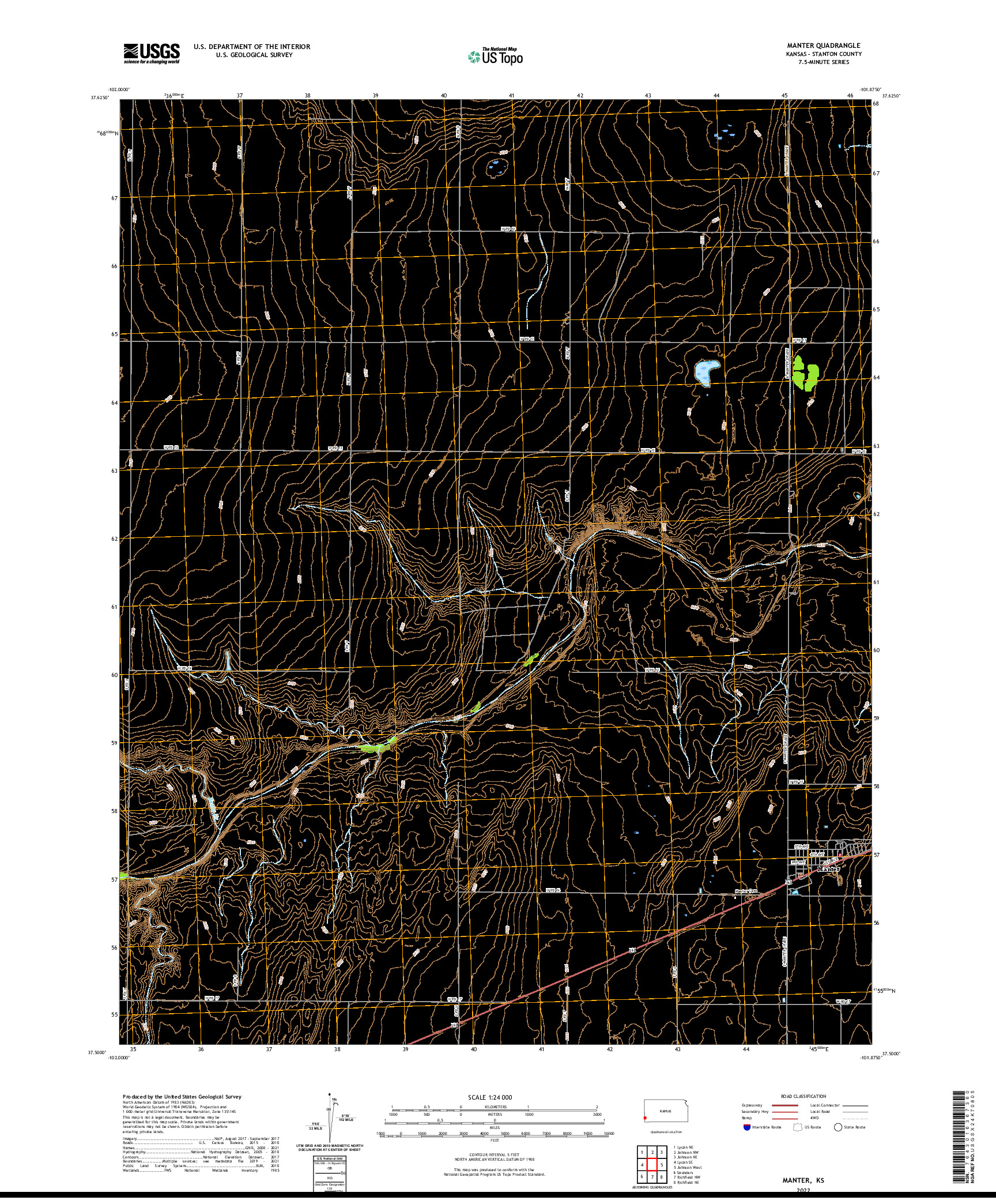 US TOPO 7.5-MINUTE MAP FOR MANTER, KS