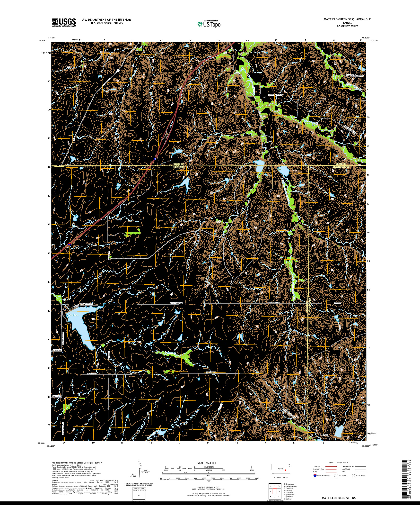 US TOPO 7.5-MINUTE MAP FOR MATFIELD GREEN SE, KS