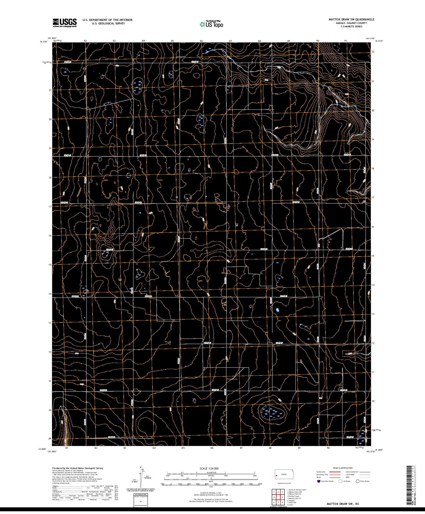 US TOPO 7.5-MINUTE MAP FOR MATTOX DRAW SW, KS