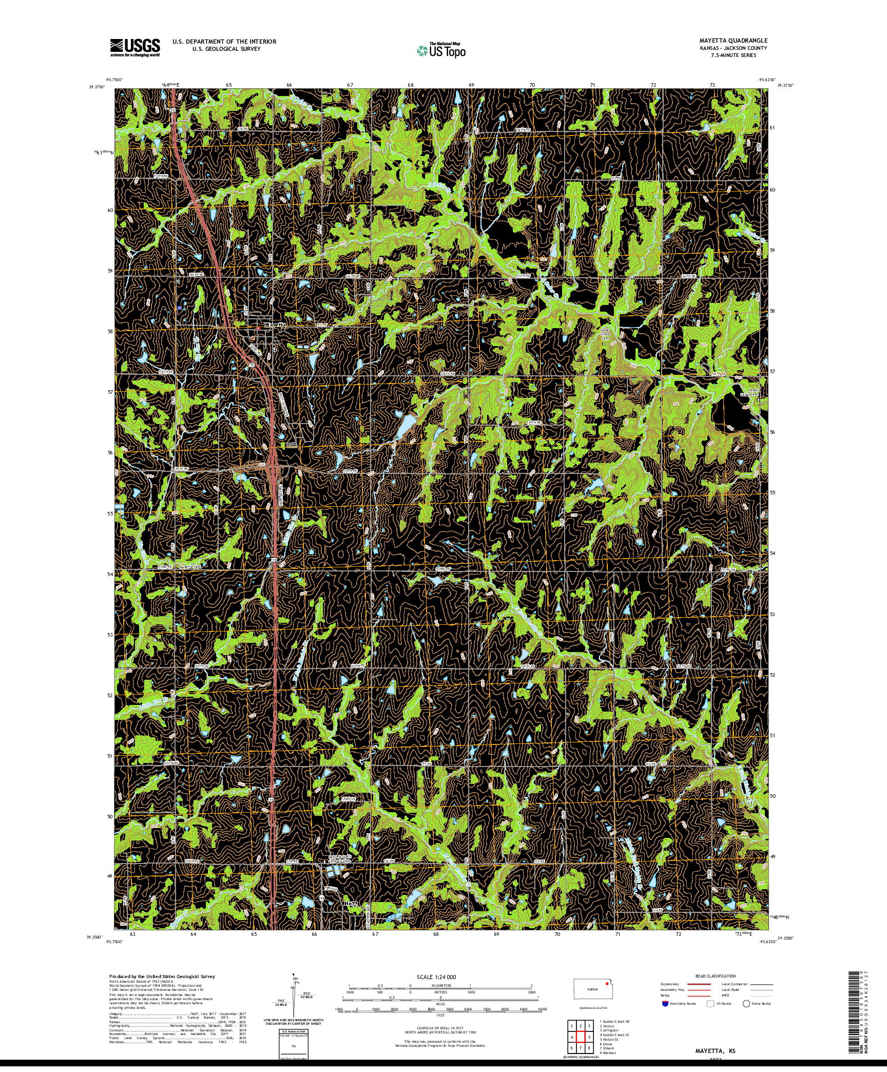 US TOPO 7.5-MINUTE MAP FOR MAYETTA, KS