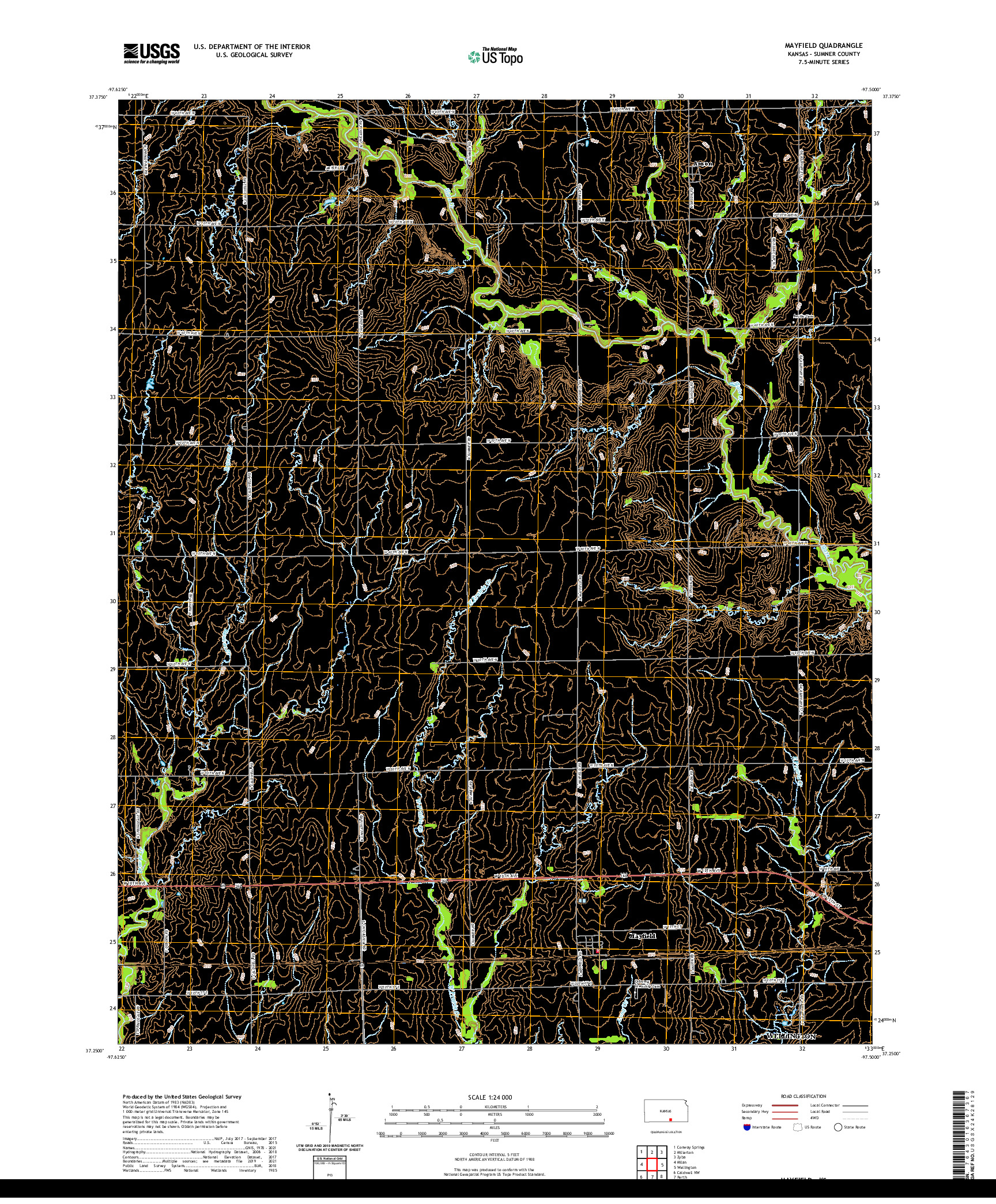 US TOPO 7.5-MINUTE MAP FOR MAYFIELD, KS