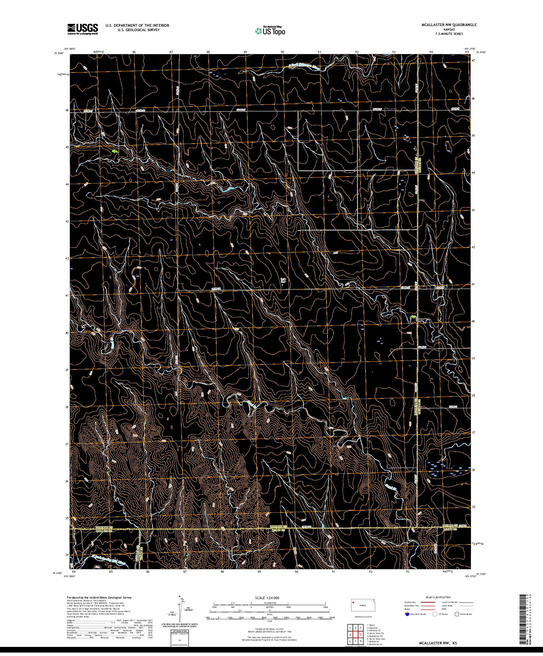 US TOPO 7.5-MINUTE MAP FOR MCALLASTER NW, KS