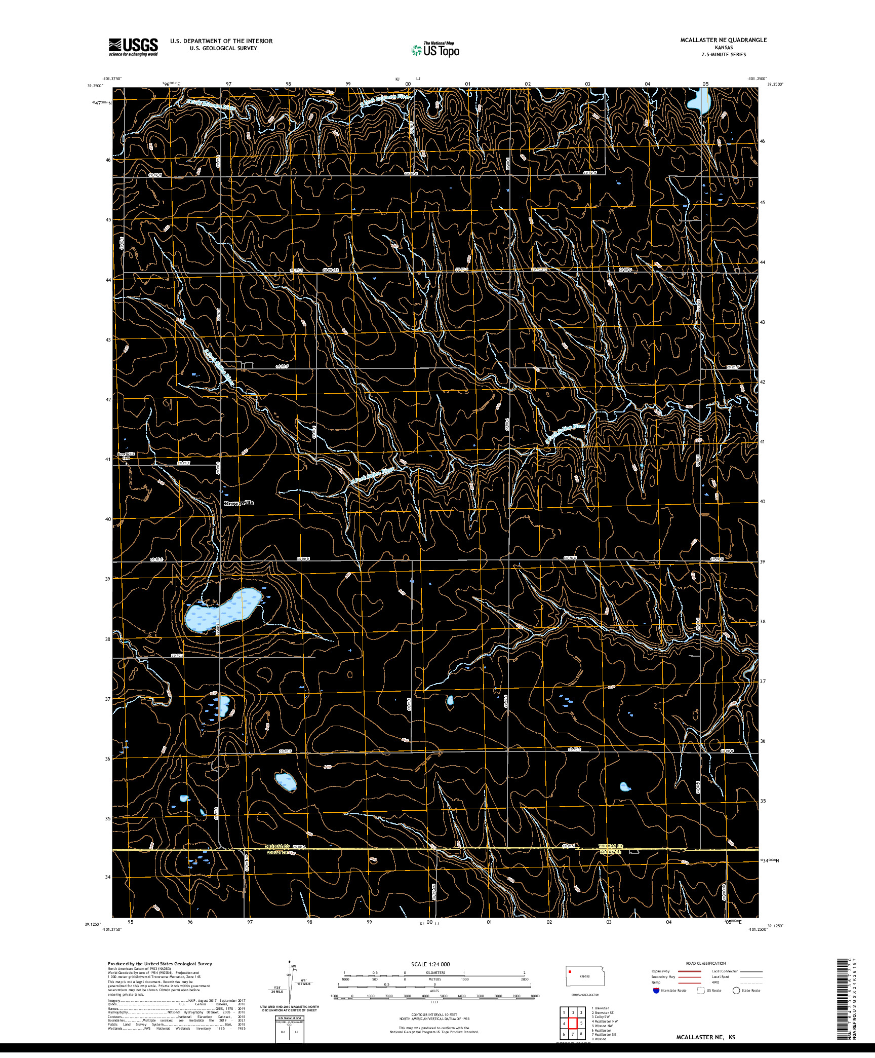 US TOPO 7.5-MINUTE MAP FOR MCALLASTER NE, KS