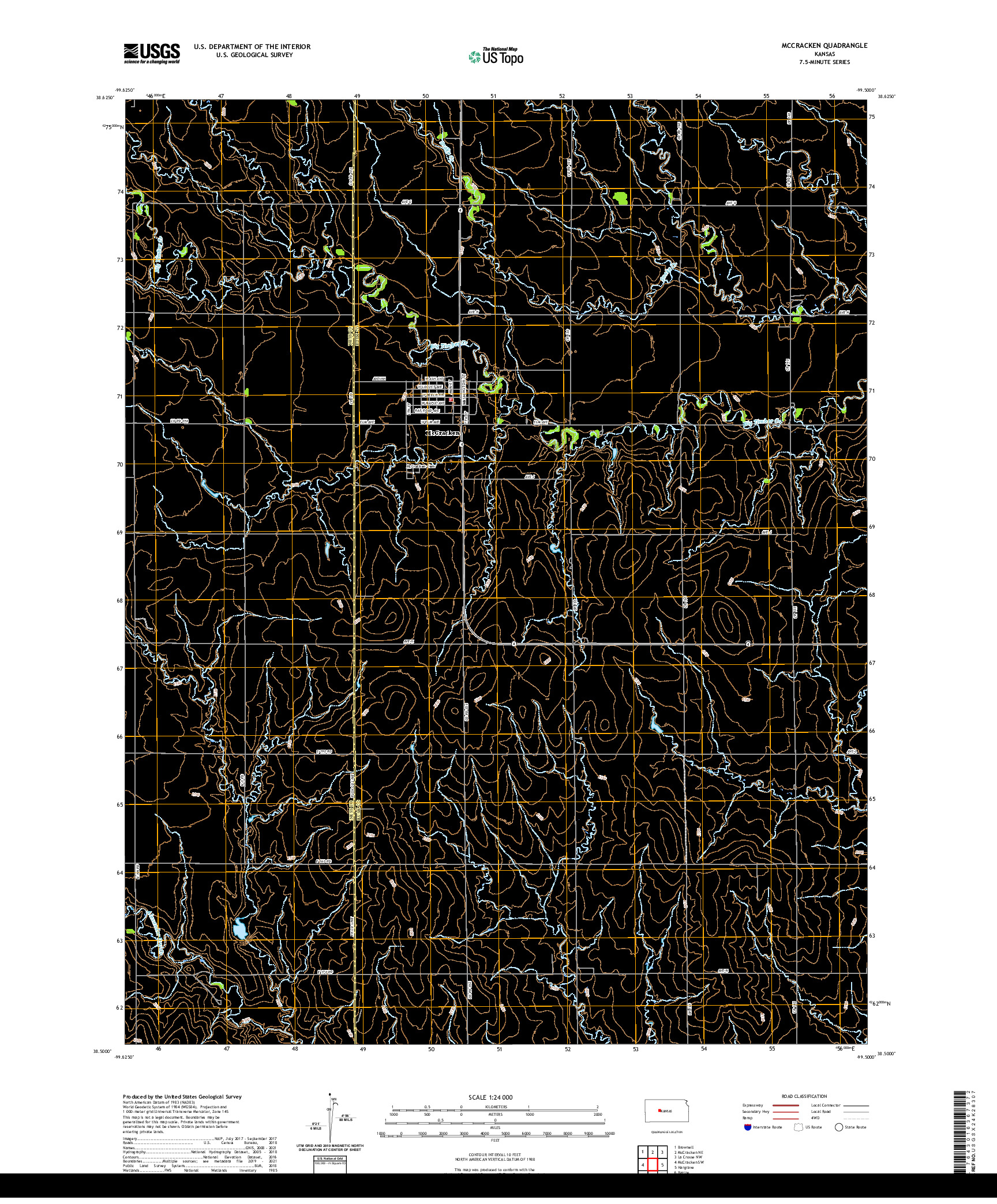 US TOPO 7.5-MINUTE MAP FOR MCCRACKEN, KS