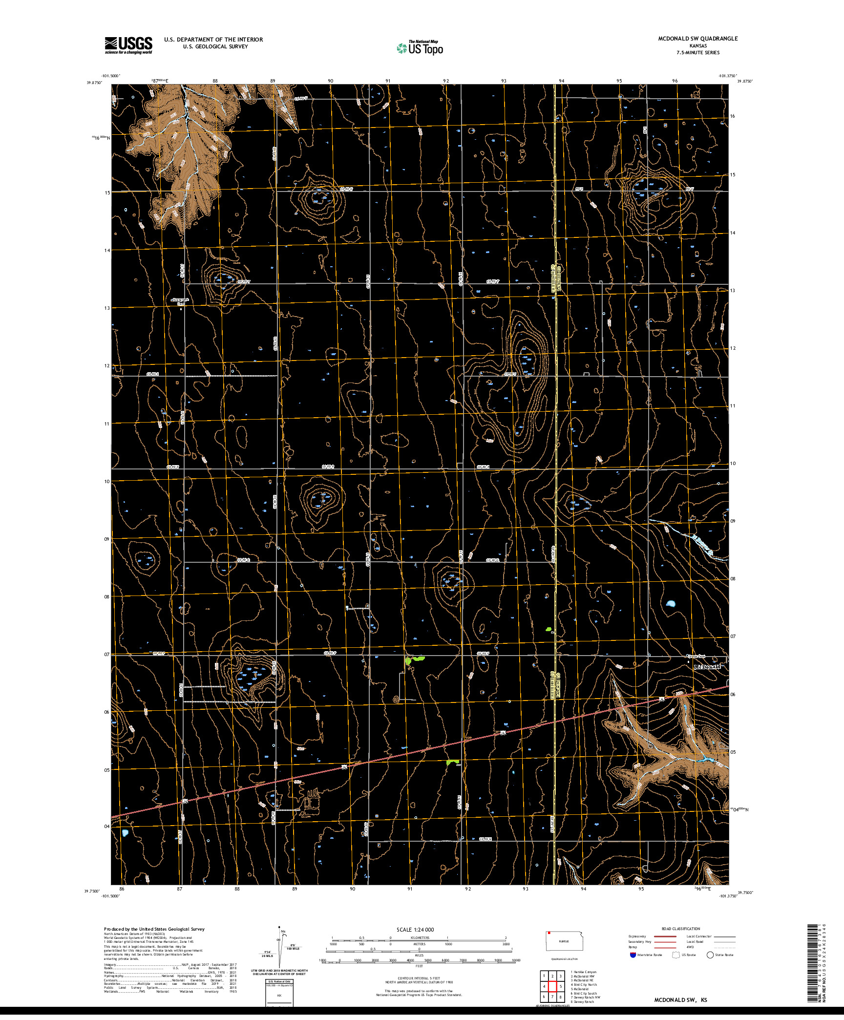 US TOPO 7.5-MINUTE MAP FOR MCDONALD SW, KS