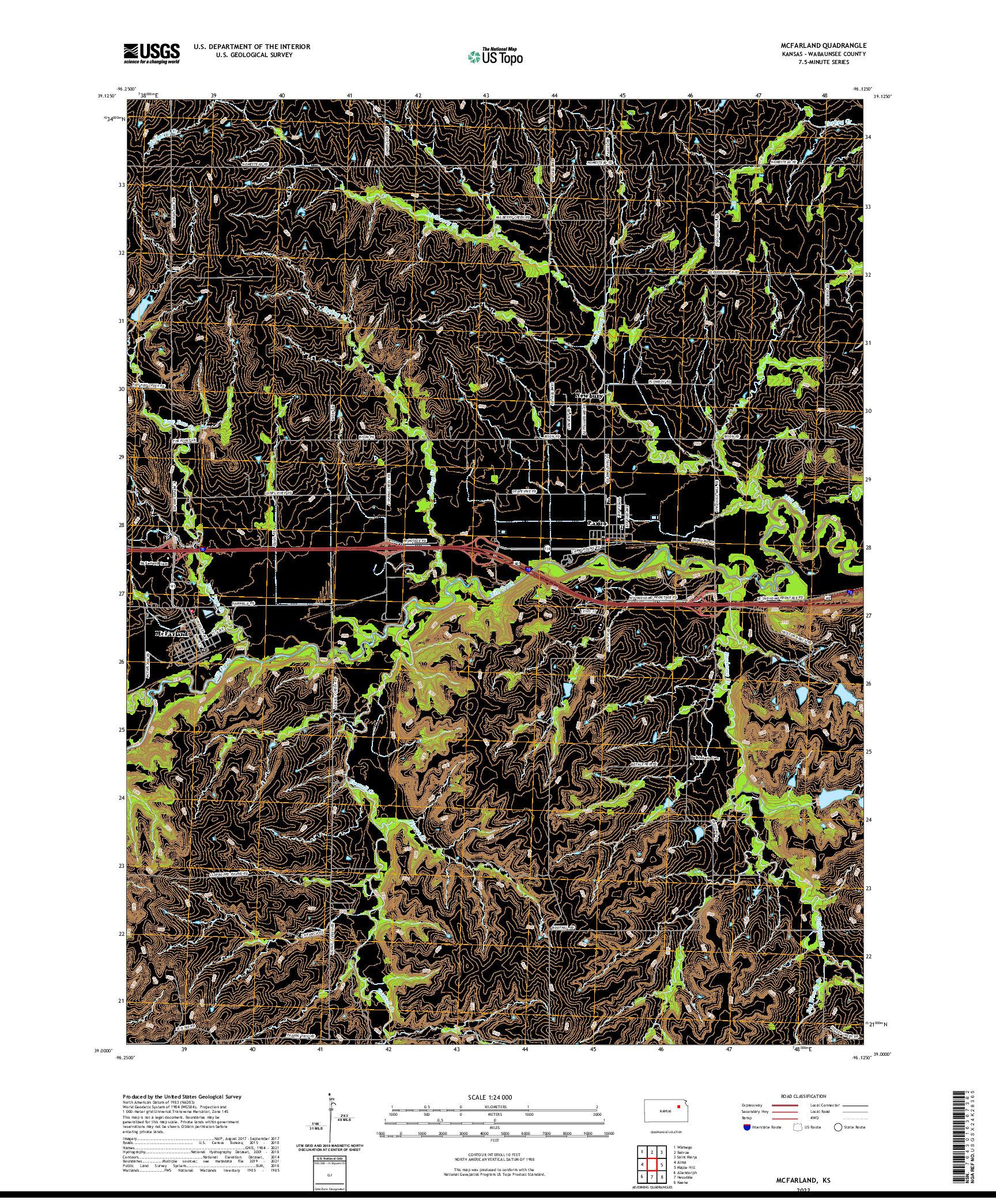 US TOPO 7.5-MINUTE MAP FOR MCFARLAND, KS