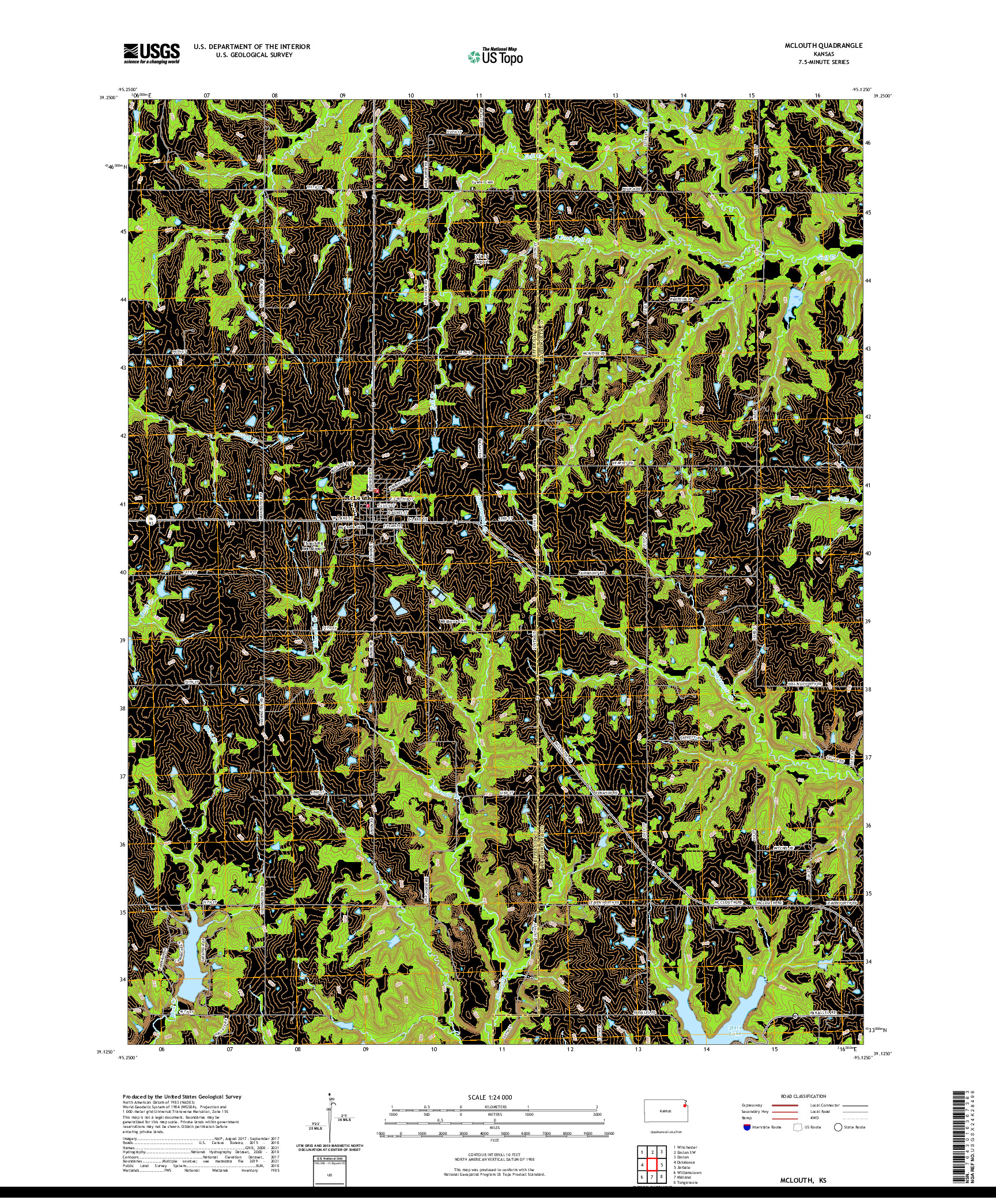 US TOPO 7.5-MINUTE MAP FOR MCLOUTH, KS