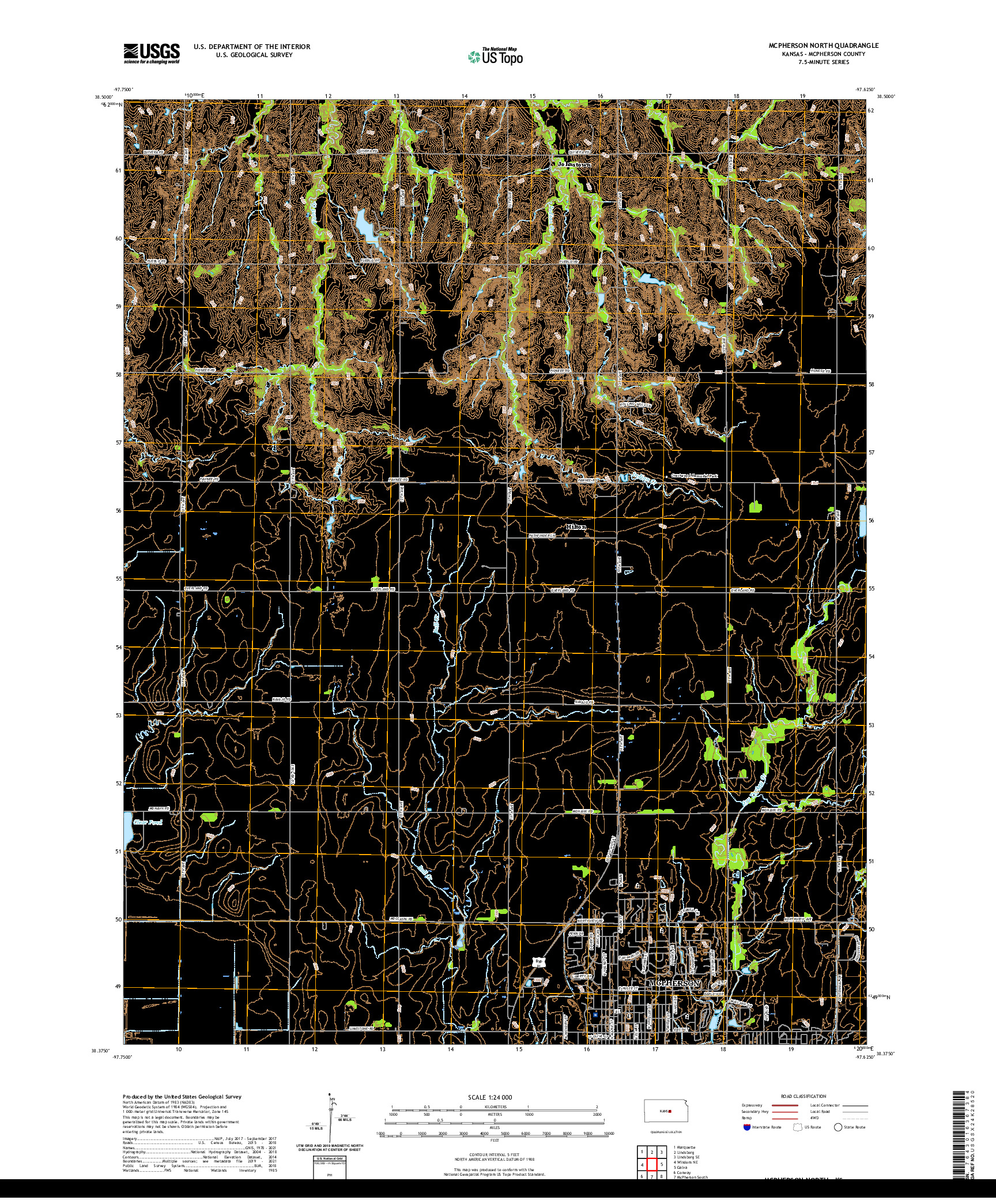 US TOPO 7.5-MINUTE MAP FOR MCPHERSON NORTH, KS