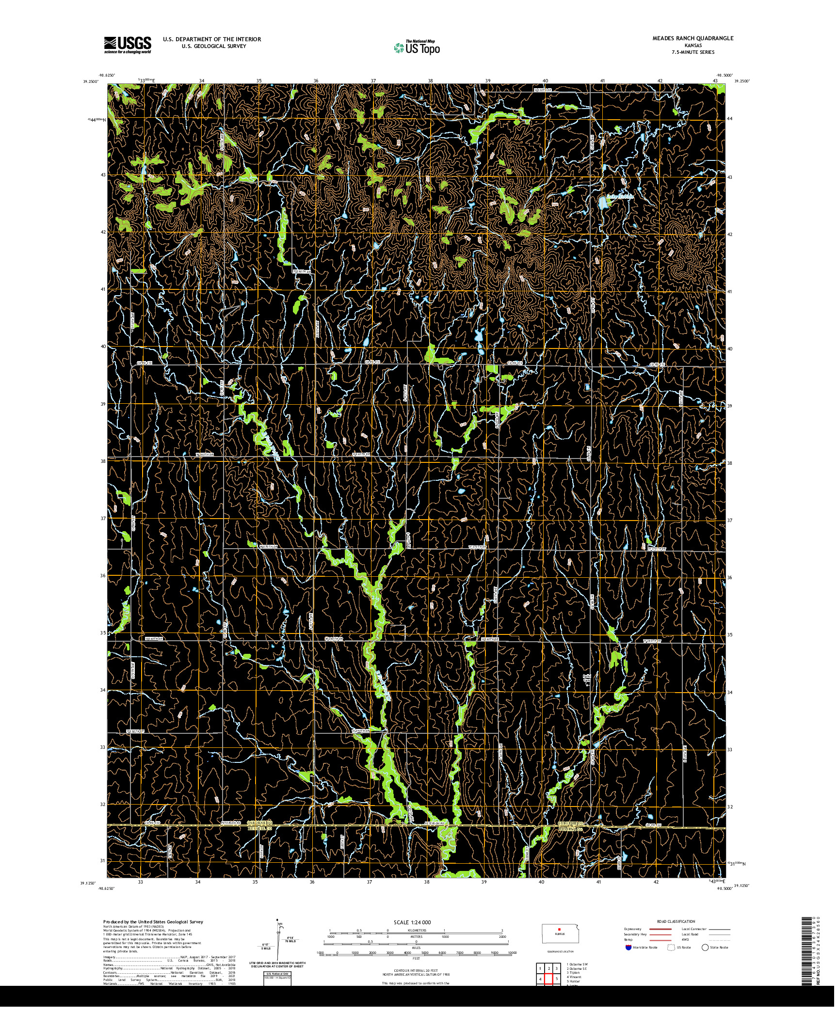 US TOPO 7.5-MINUTE MAP FOR MEADES RANCH, KS