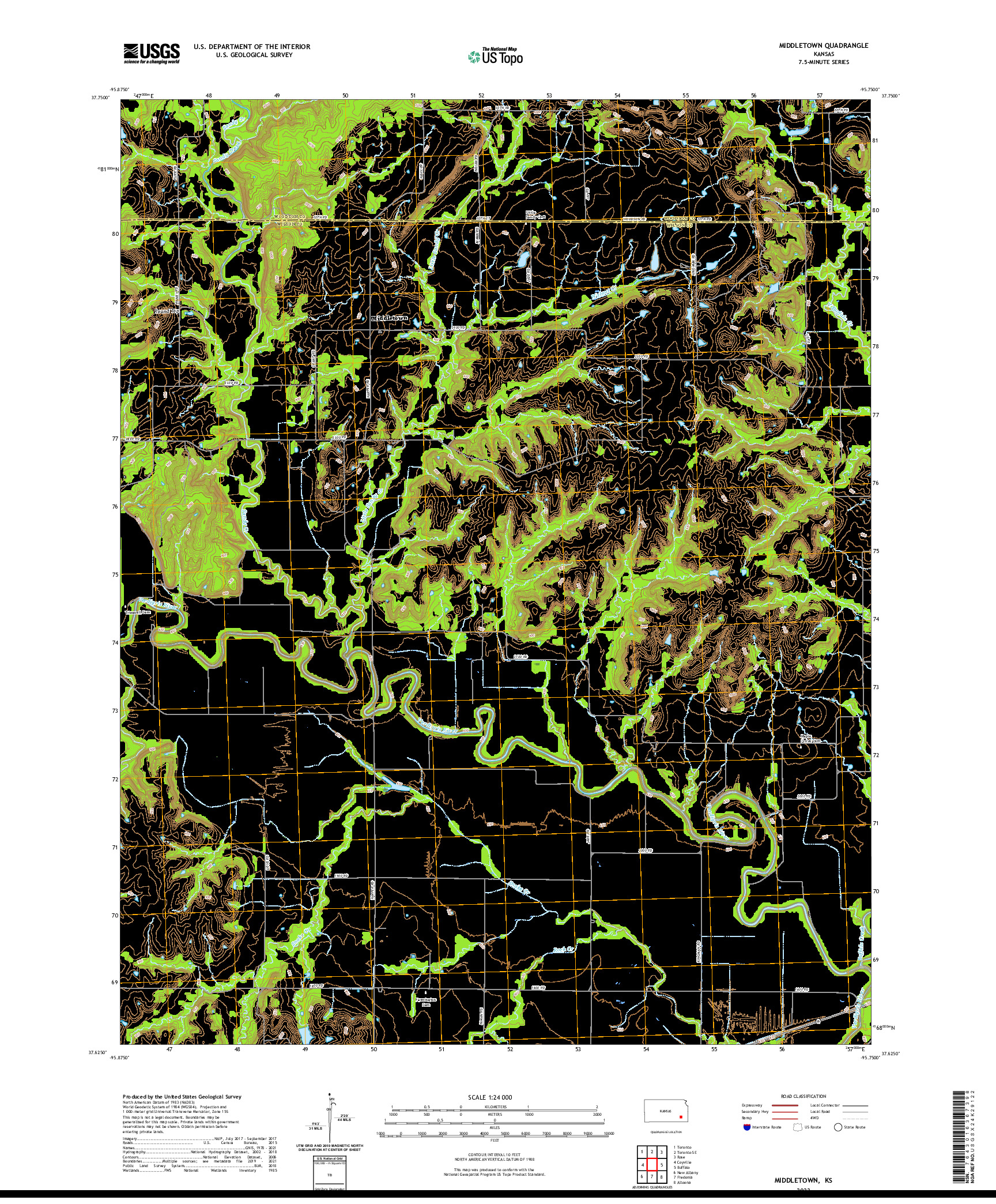 US TOPO 7.5-MINUTE MAP FOR MIDDLETOWN, KS