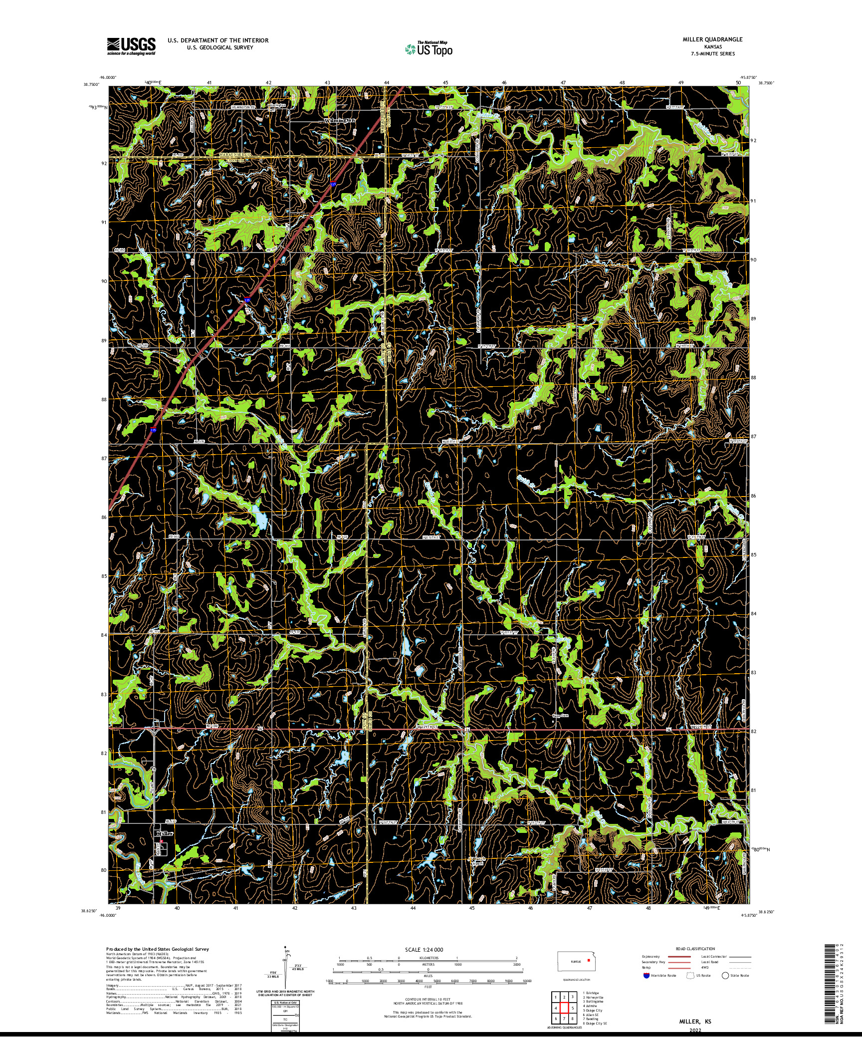 US TOPO 7.5-MINUTE MAP FOR MILLER, KS