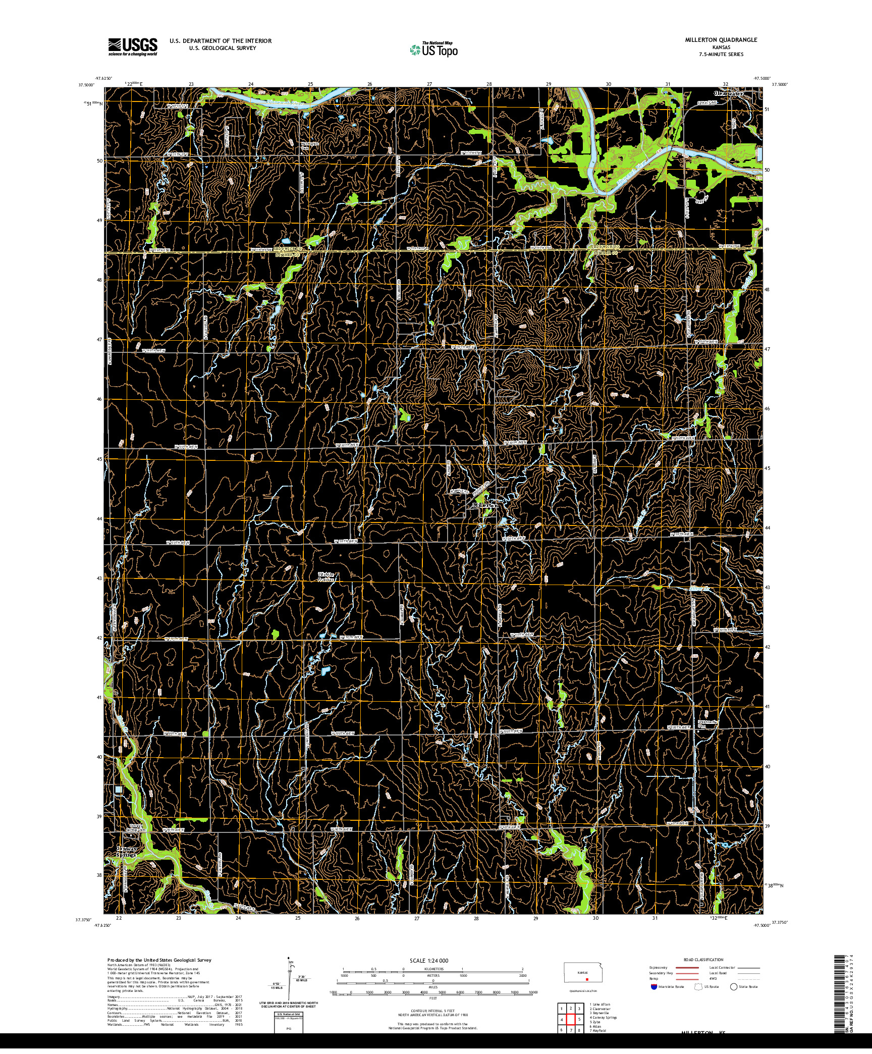 US TOPO 7.5-MINUTE MAP FOR MILLERTON, KS