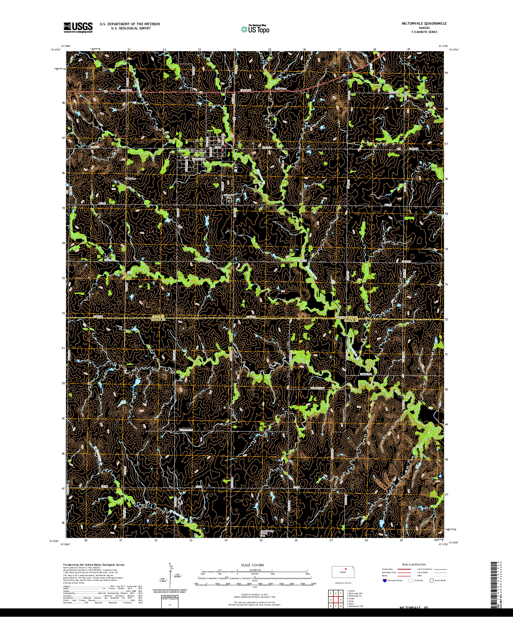 US TOPO 7.5-MINUTE MAP FOR MILTONVALE, KS