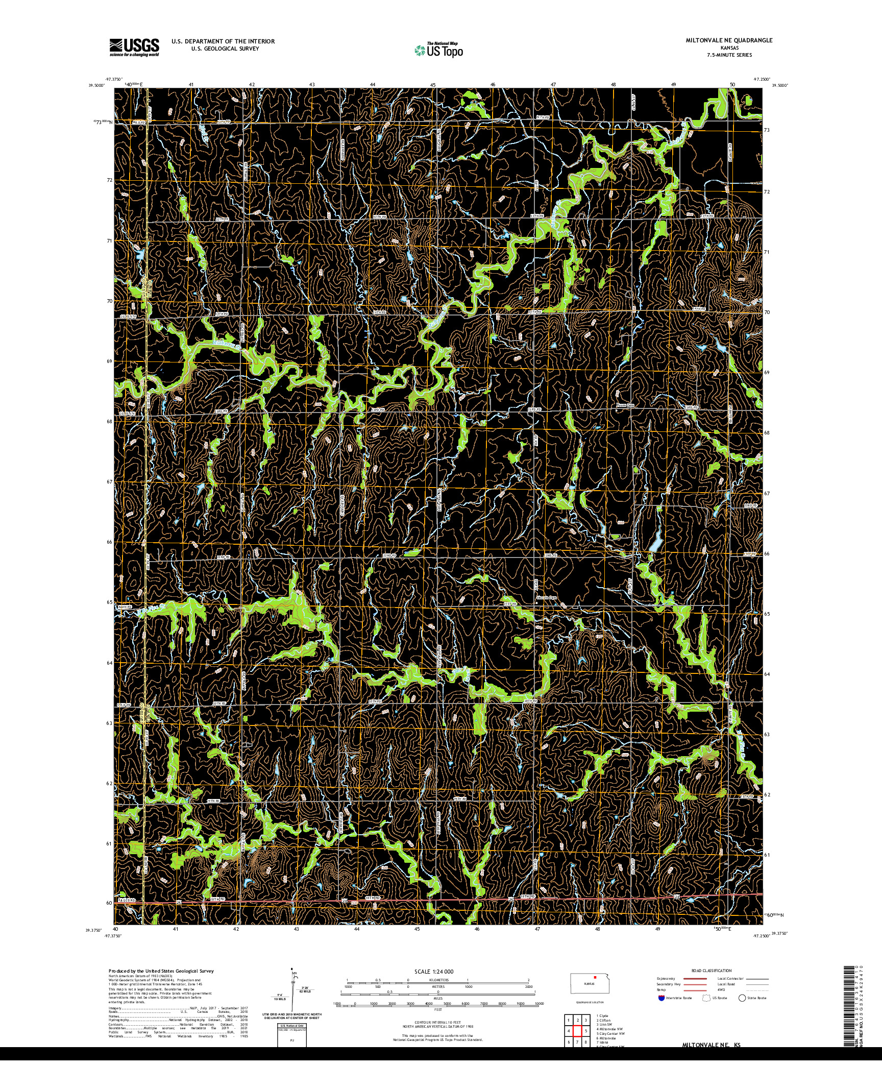 US TOPO 7.5-MINUTE MAP FOR MILTONVALE NE, KS