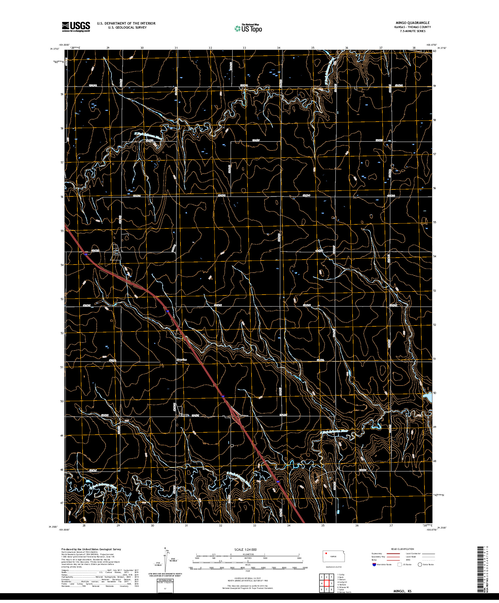 US TOPO 7.5-MINUTE MAP FOR MINGO, KS