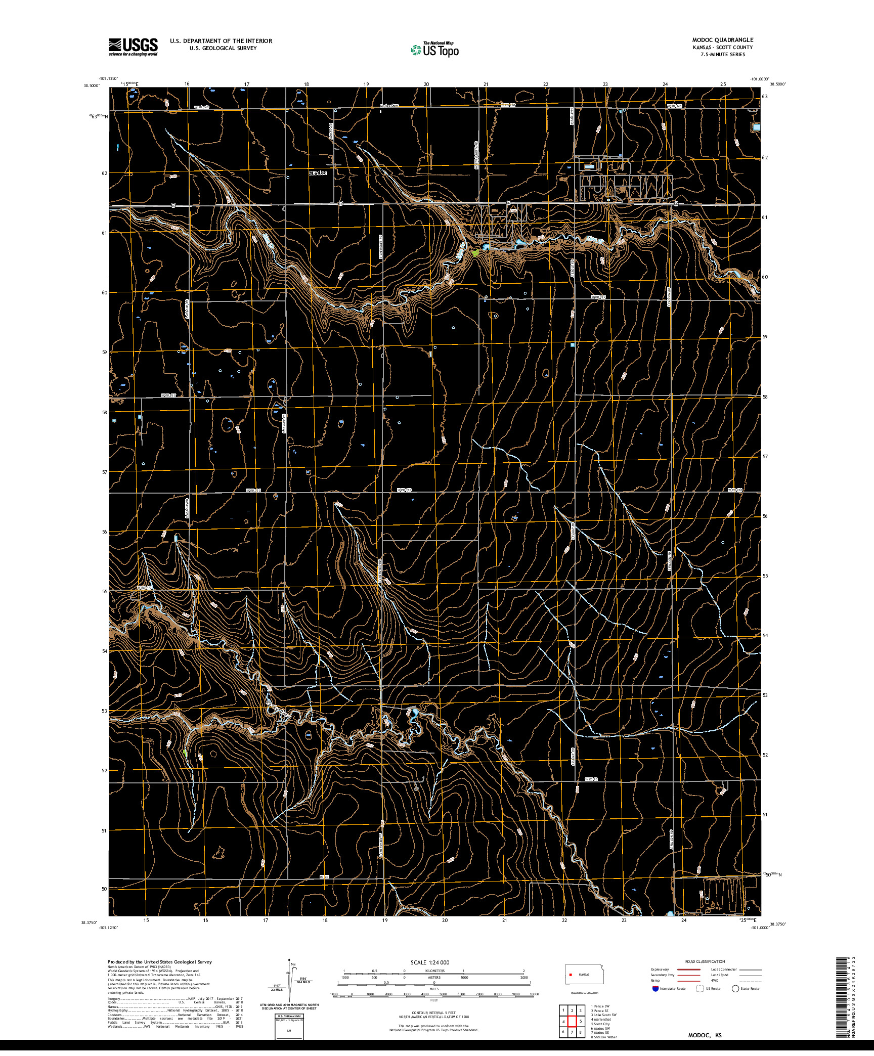 US TOPO 7.5-MINUTE MAP FOR MODOC, KS