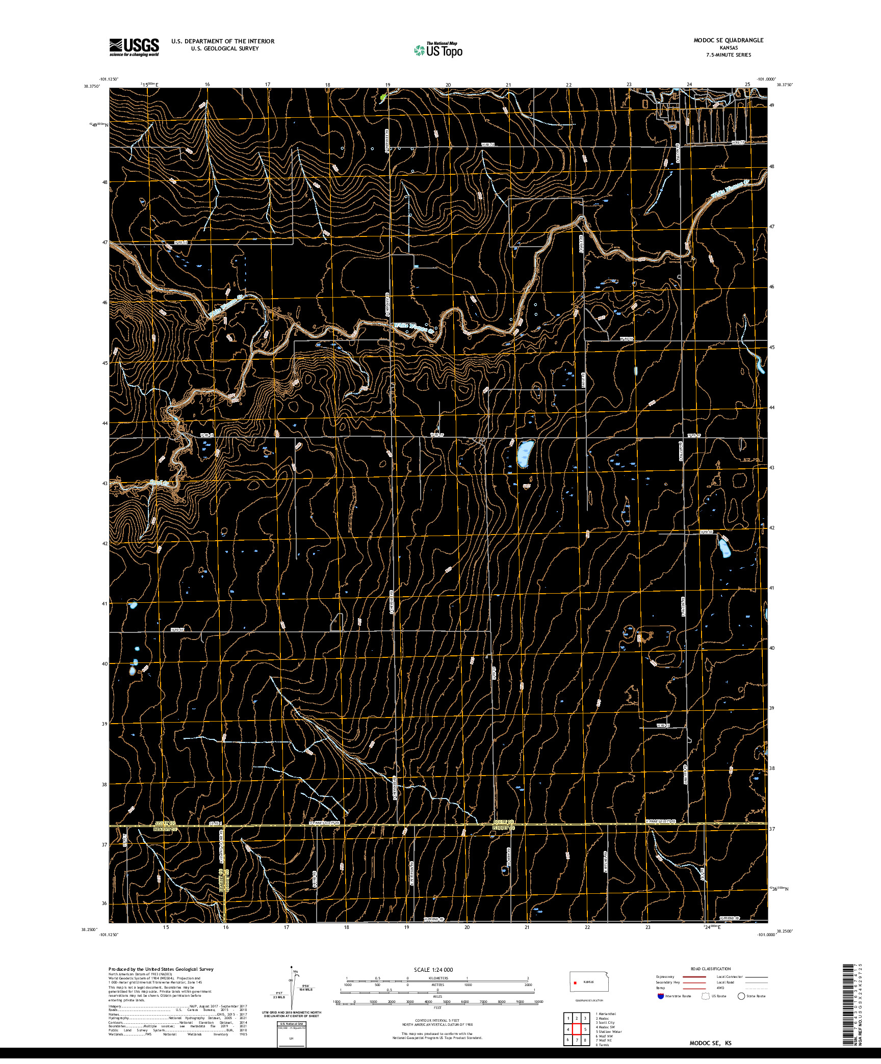 US TOPO 7.5-MINUTE MAP FOR MODOC SE, KS