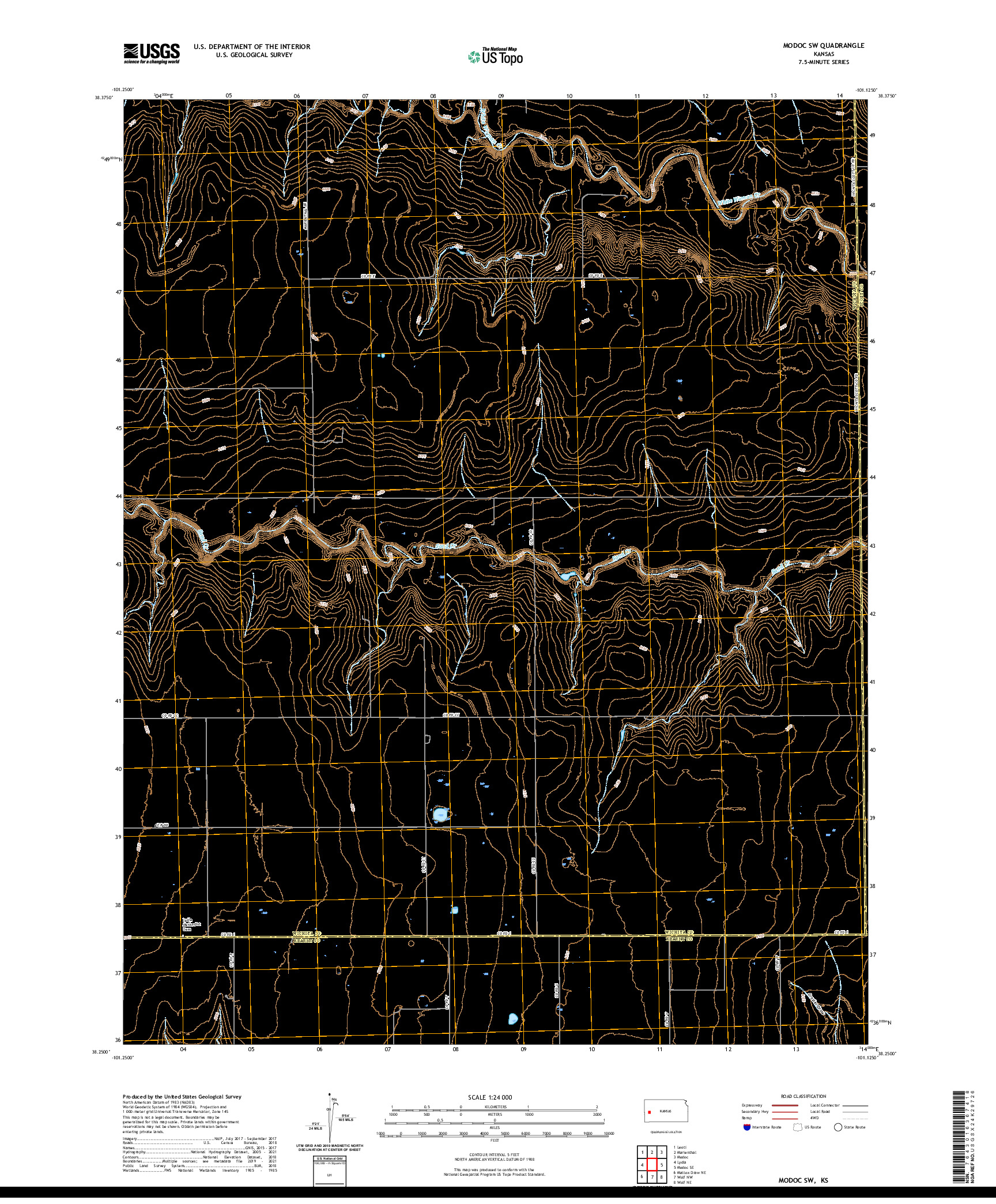 US TOPO 7.5-MINUTE MAP FOR MODOC SW, KS