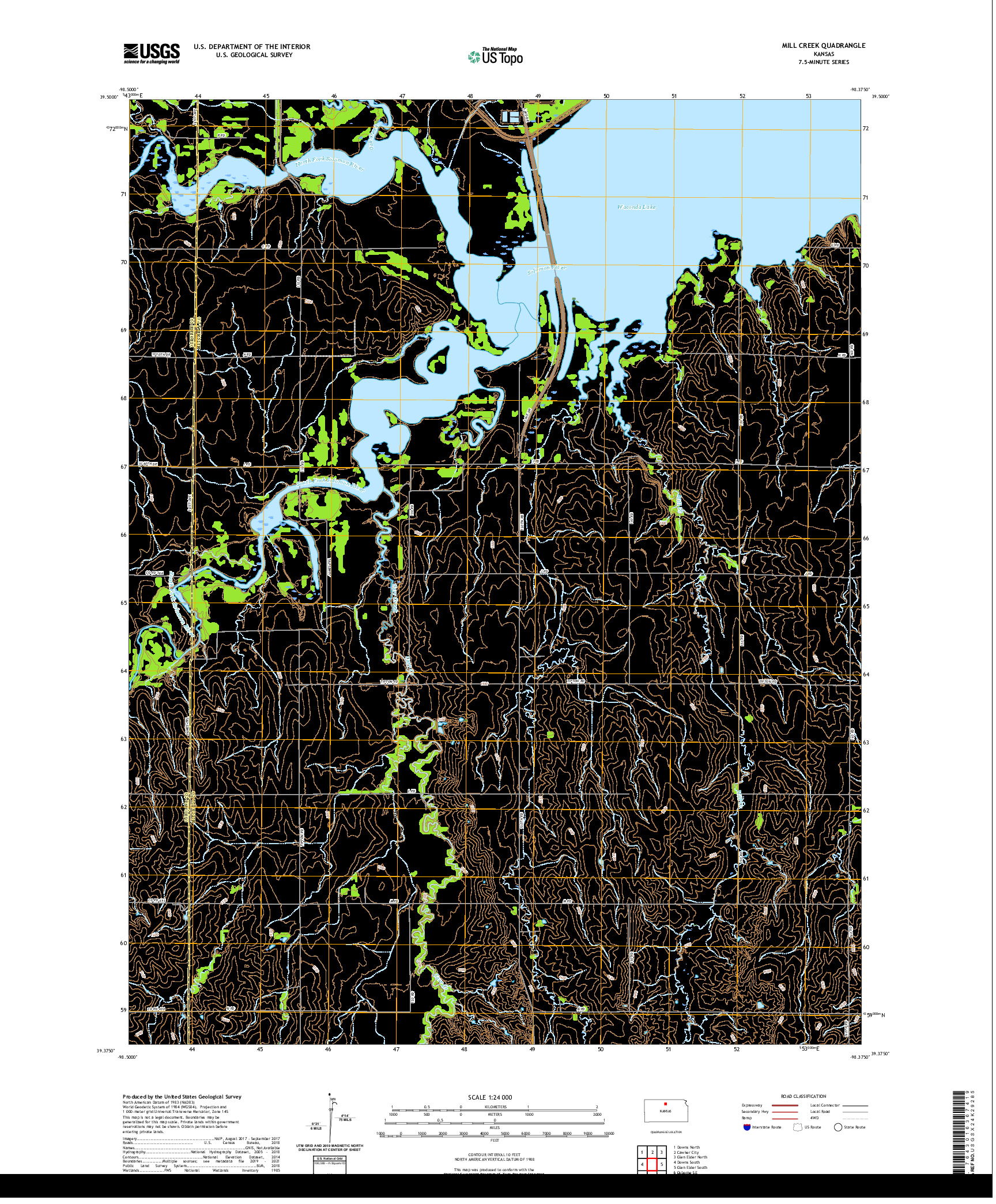 US TOPO 7.5-MINUTE MAP FOR MILL CREEK, KS