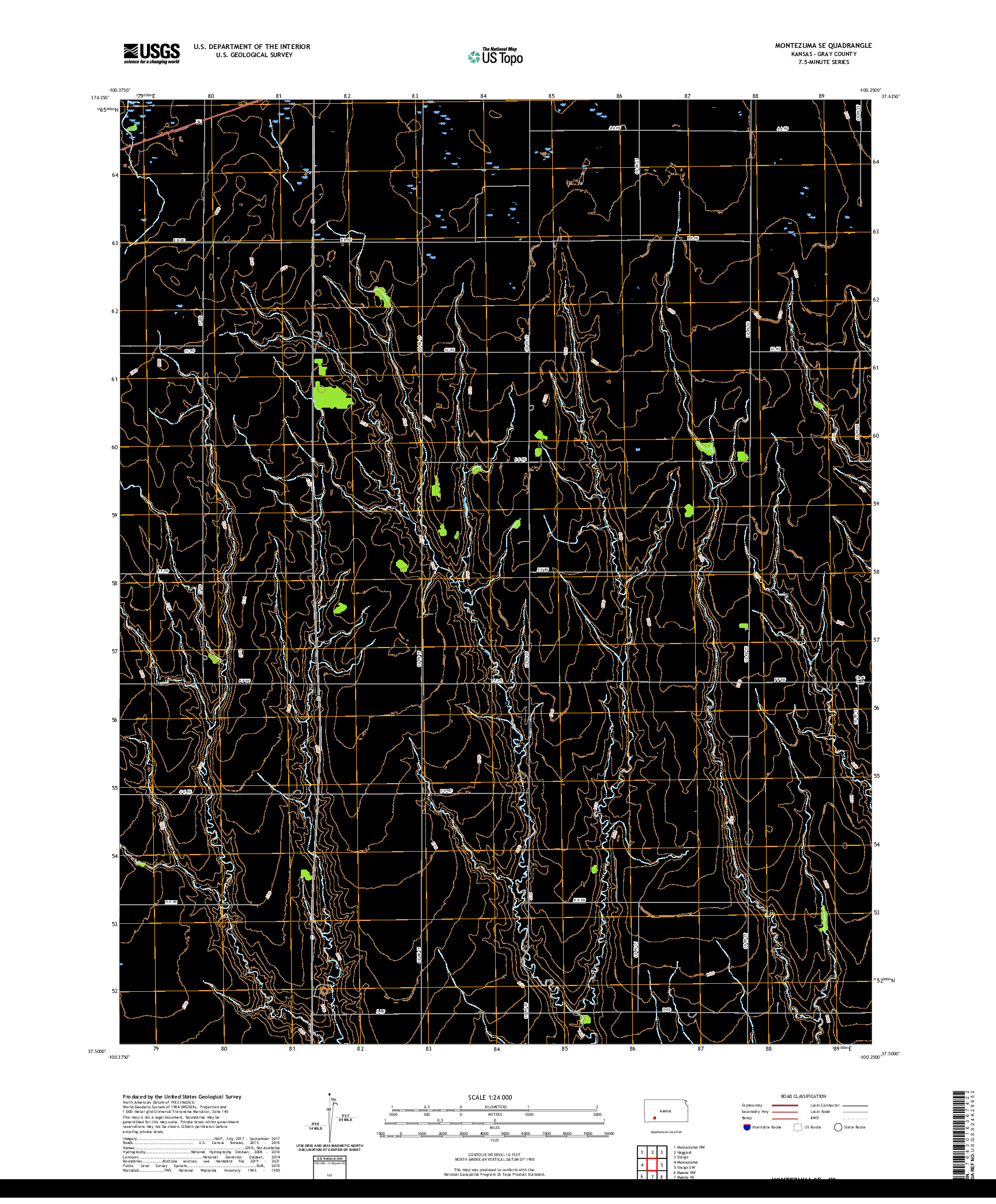 US TOPO 7.5-MINUTE MAP FOR MONTEZUMA SE, KS