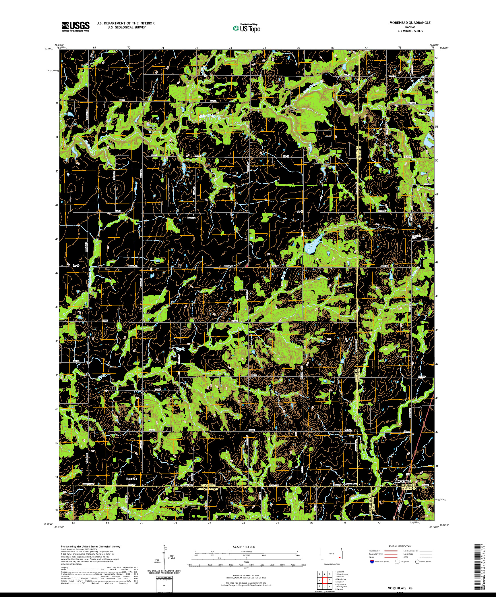 US TOPO 7.5-MINUTE MAP FOR MOREHEAD, KS