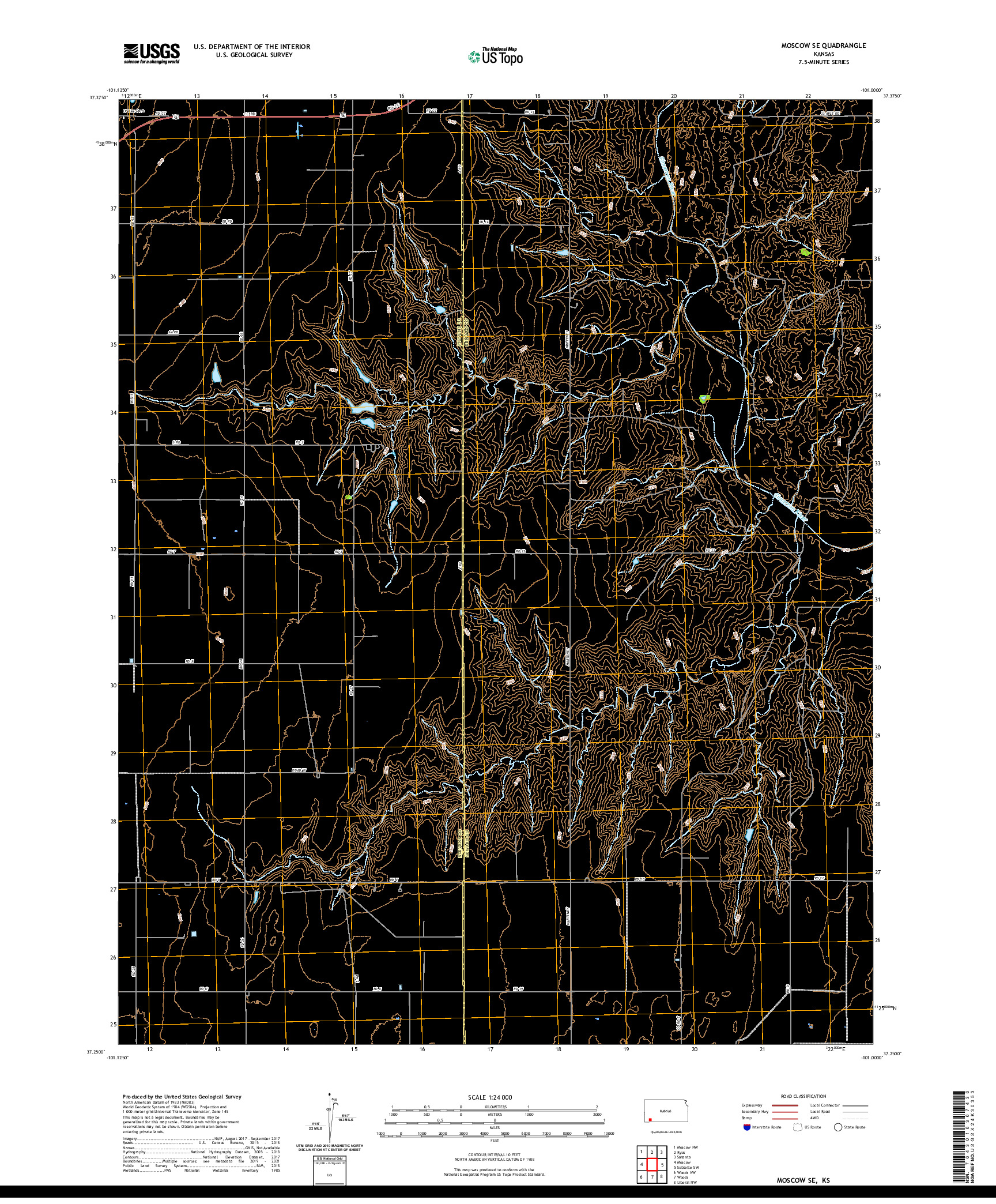 US TOPO 7.5-MINUTE MAP FOR MOSCOW SE, KS