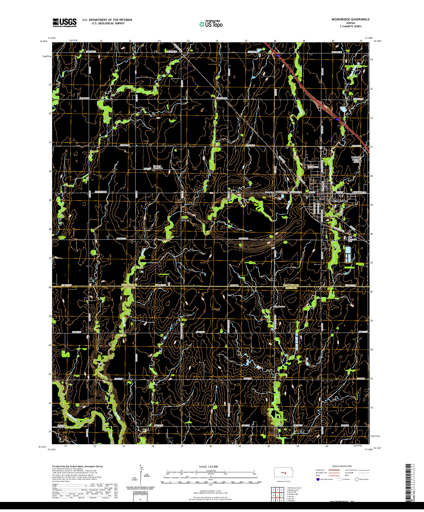 US TOPO 7.5-MINUTE MAP FOR MOUNDRIDGE, KS