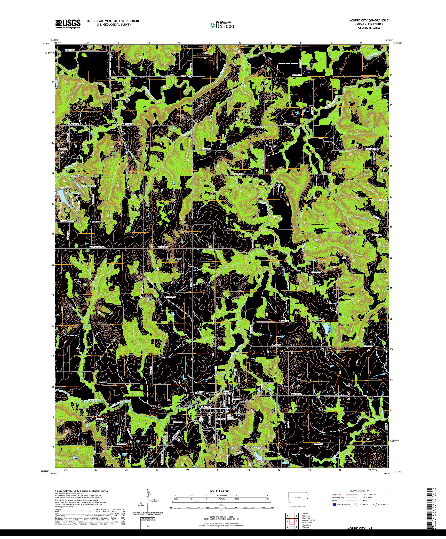 US TOPO 7.5-MINUTE MAP FOR MOUND CITY, KS