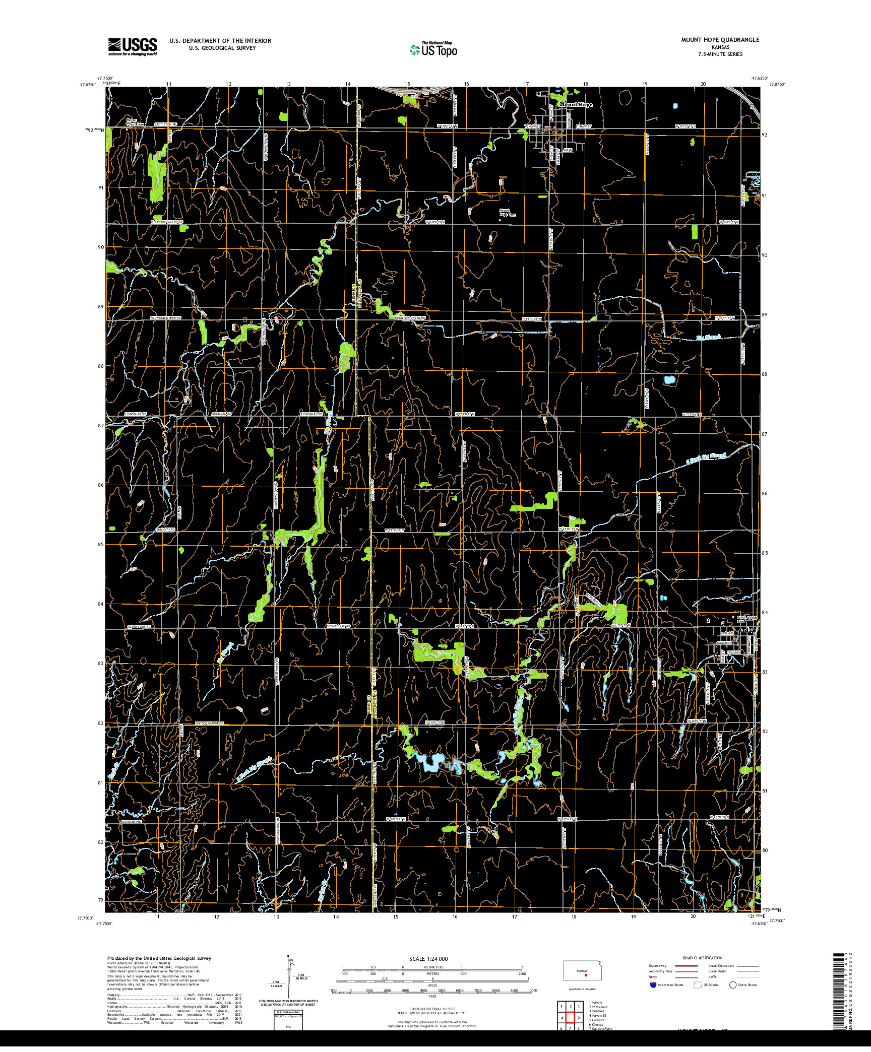 US TOPO 7.5-MINUTE MAP FOR MOUNT HOPE, KS