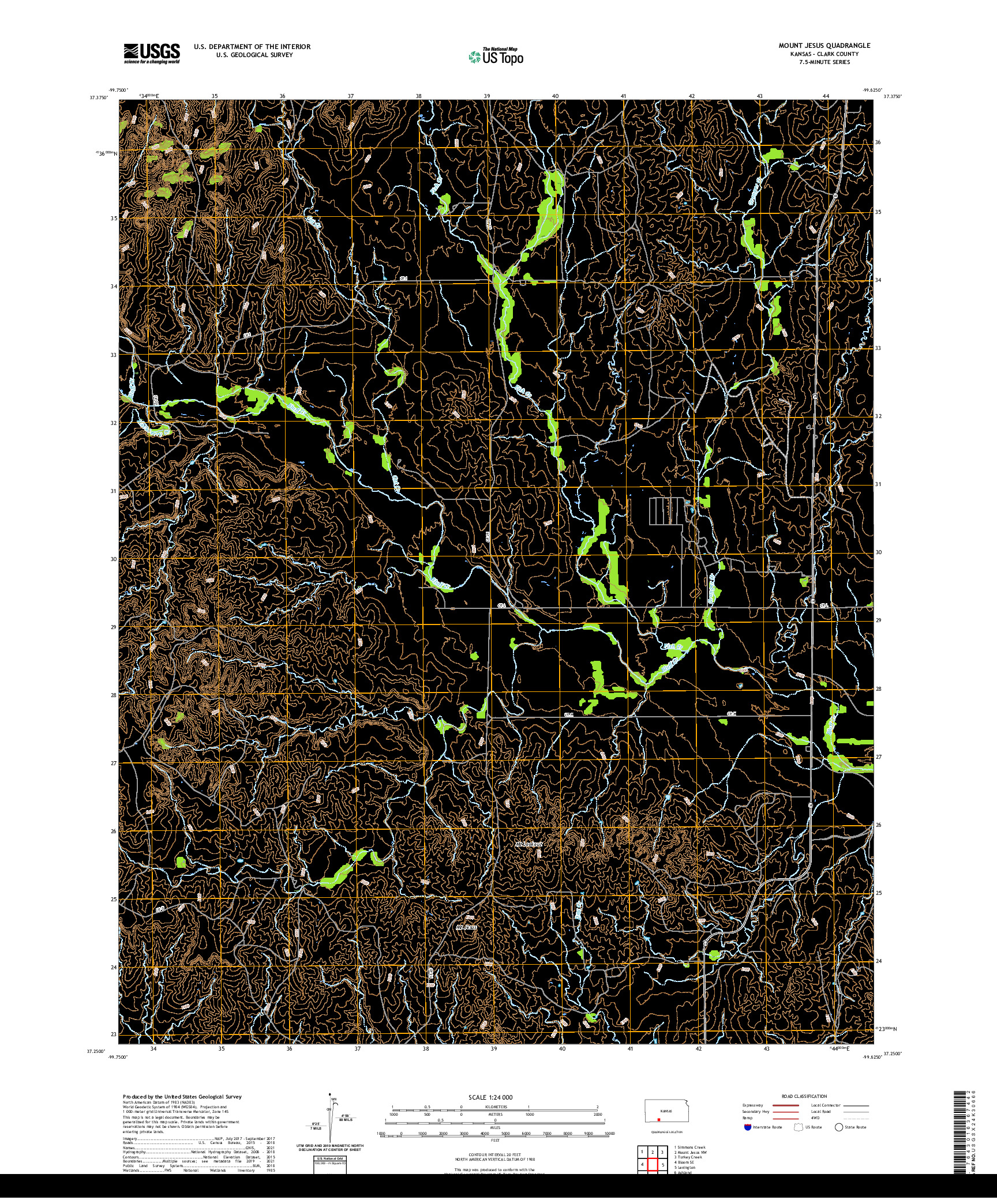 US TOPO 7.5-MINUTE MAP FOR MOUNT JESUS, KS