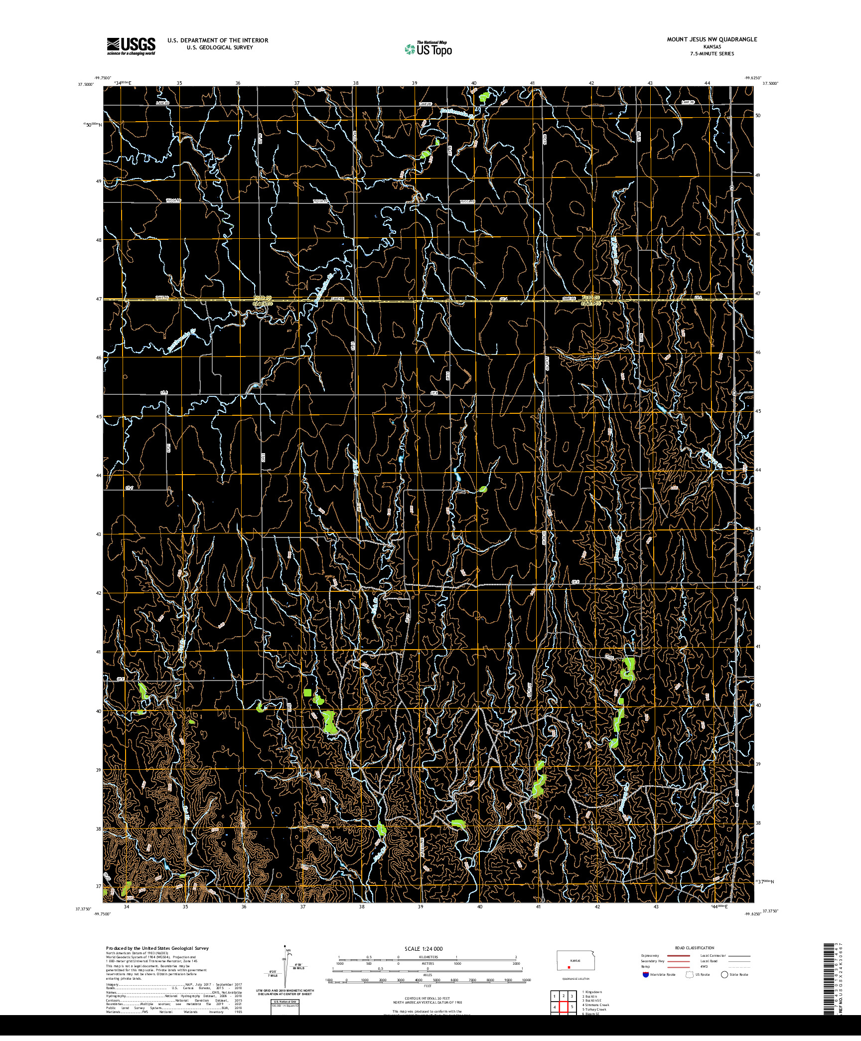 US TOPO 7.5-MINUTE MAP FOR MOUNT JESUS NW, KS