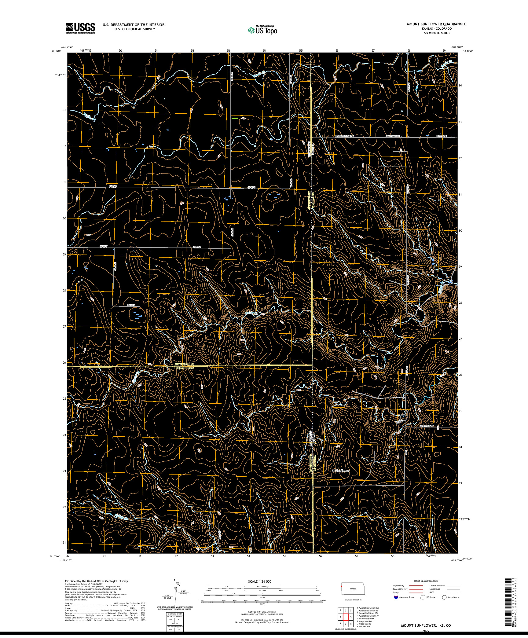 US TOPO 7.5-MINUTE MAP FOR MOUNT SUNFLOWER, KS,CO