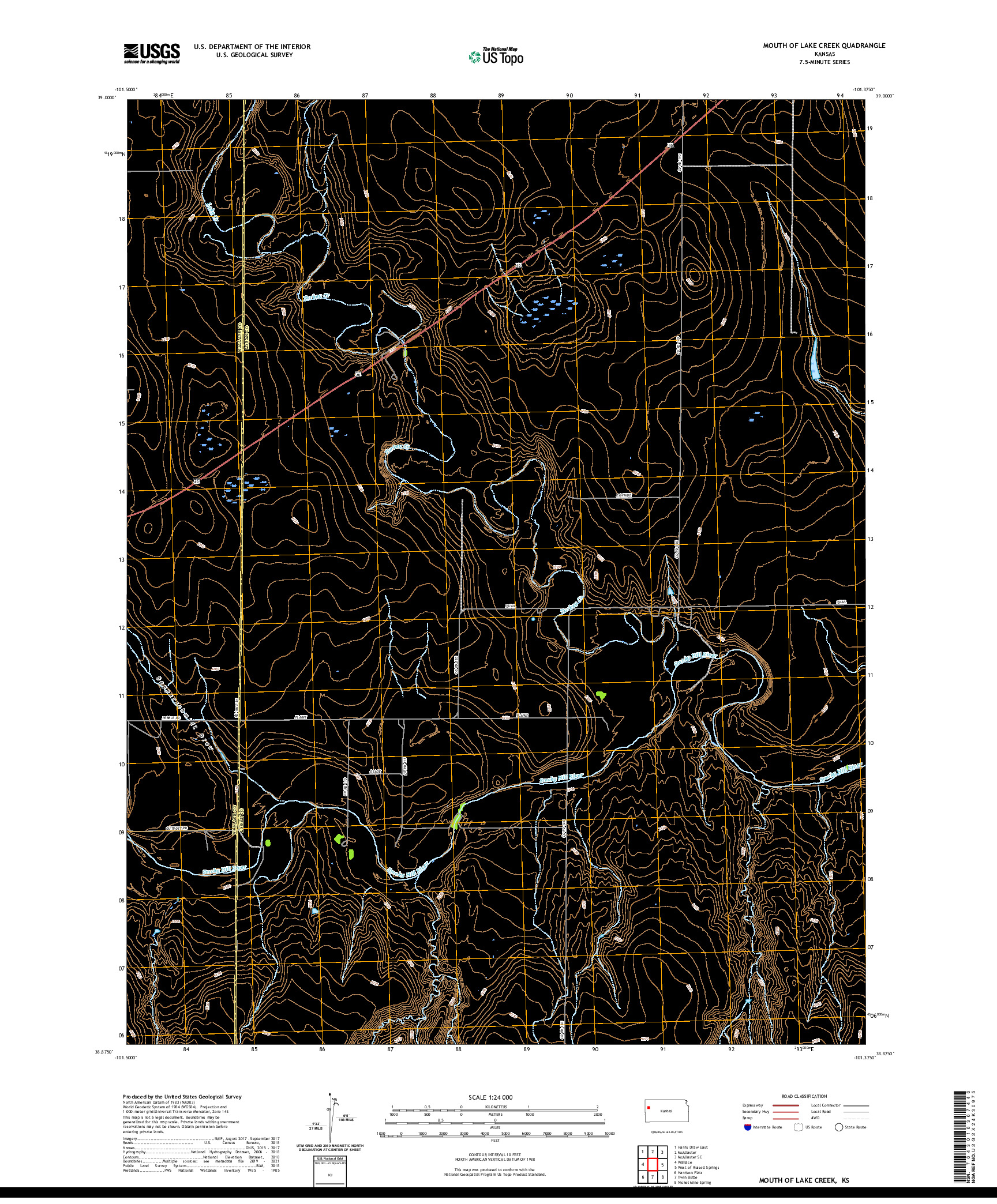 US TOPO 7.5-MINUTE MAP FOR MOUTH OF LAKE CREEK, KS