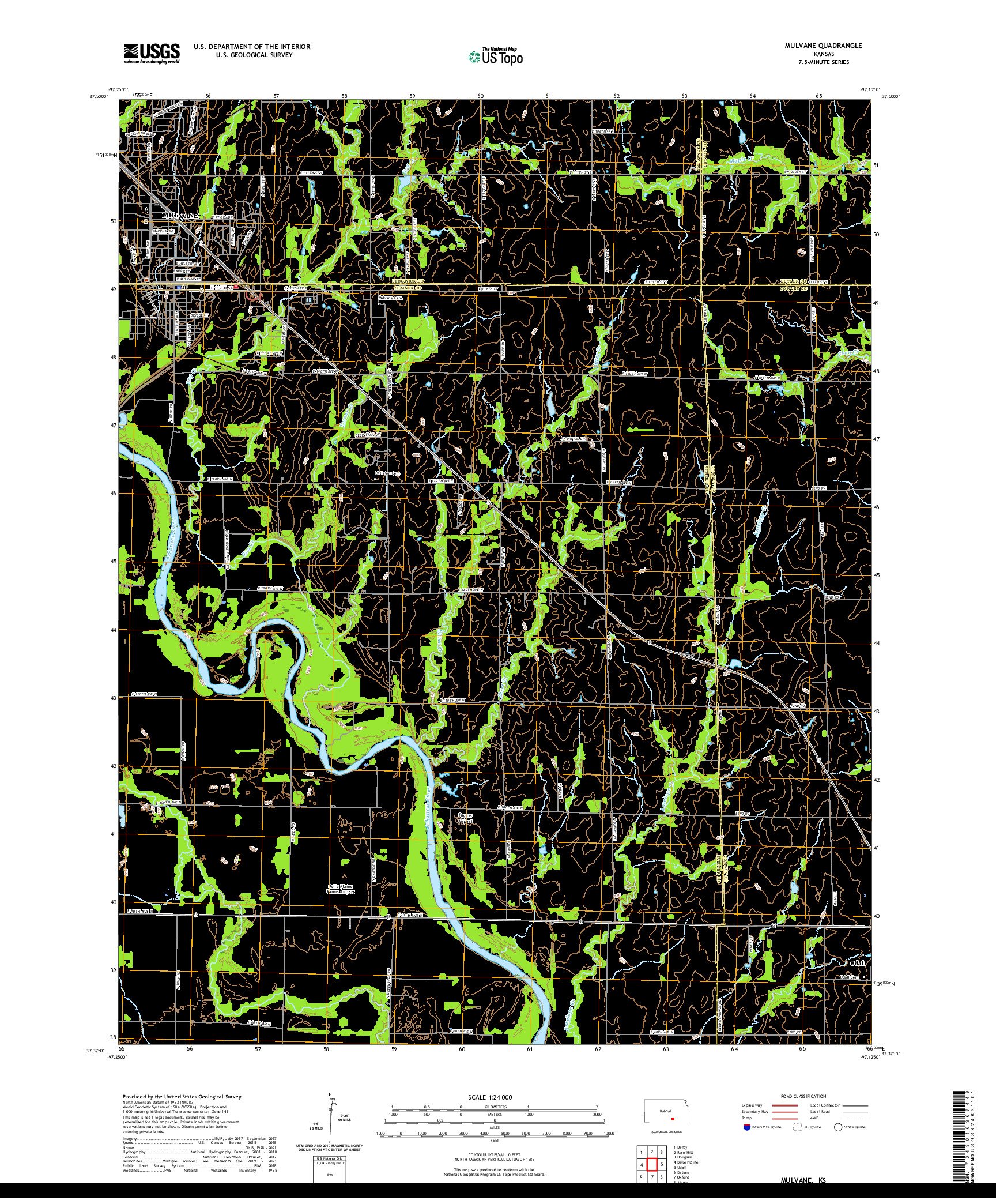 US TOPO 7.5-MINUTE MAP FOR MULVANE, KS