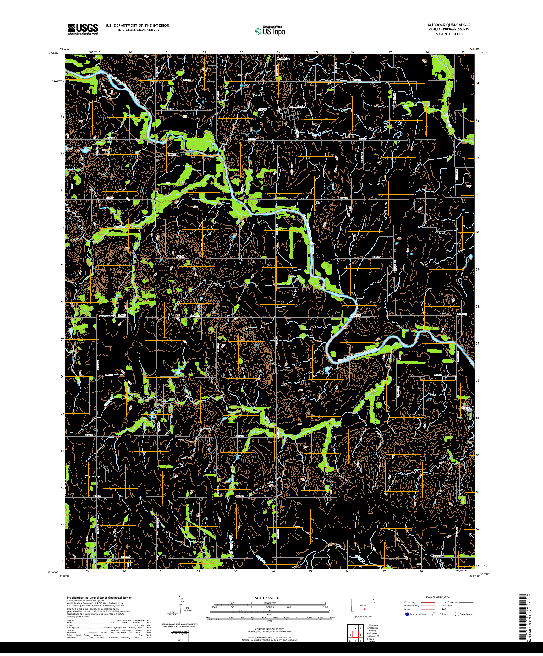 US TOPO 7.5-MINUTE MAP FOR MURDOCK, KS