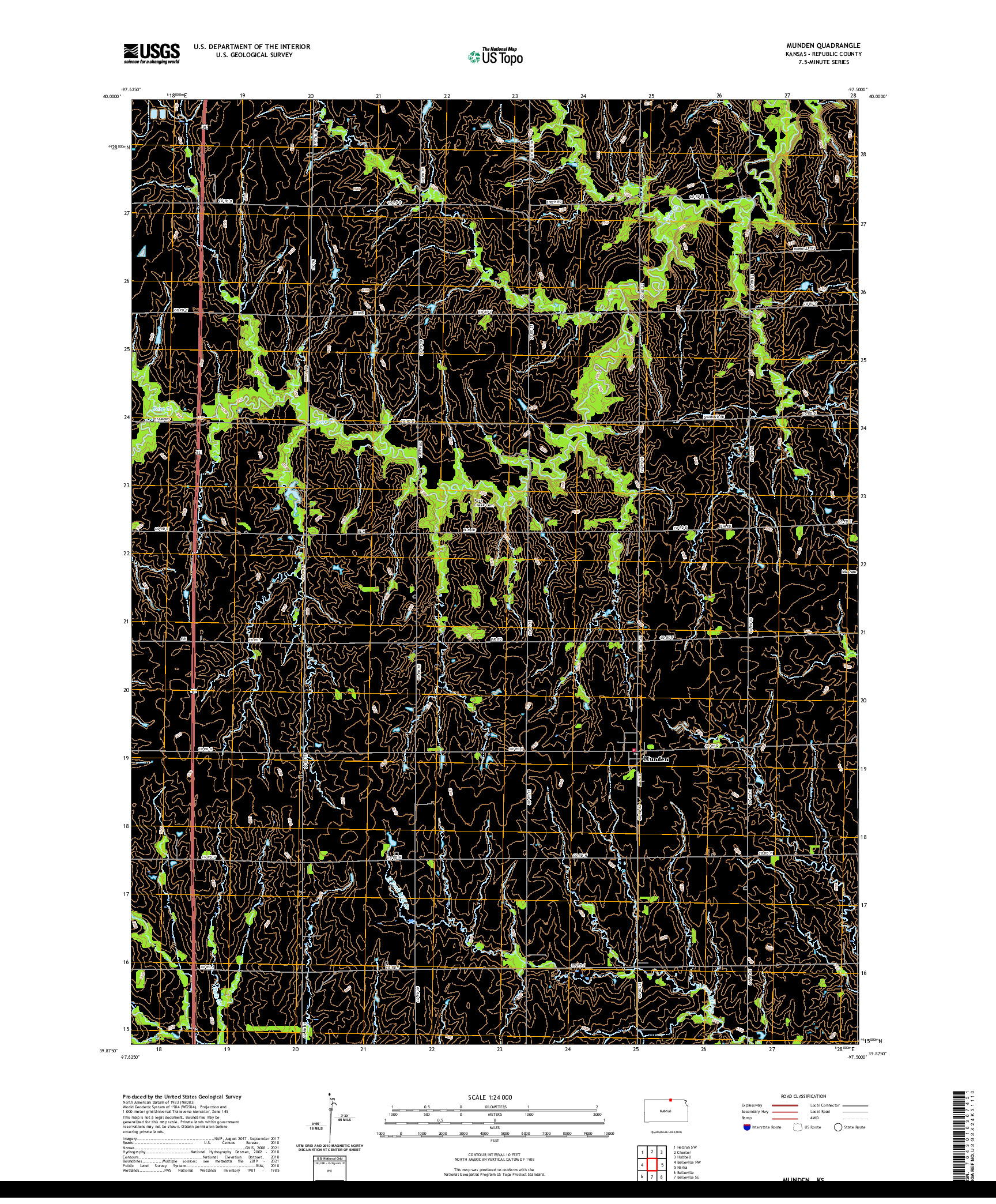 US TOPO 7.5-MINUTE MAP FOR MUNDEN, KS