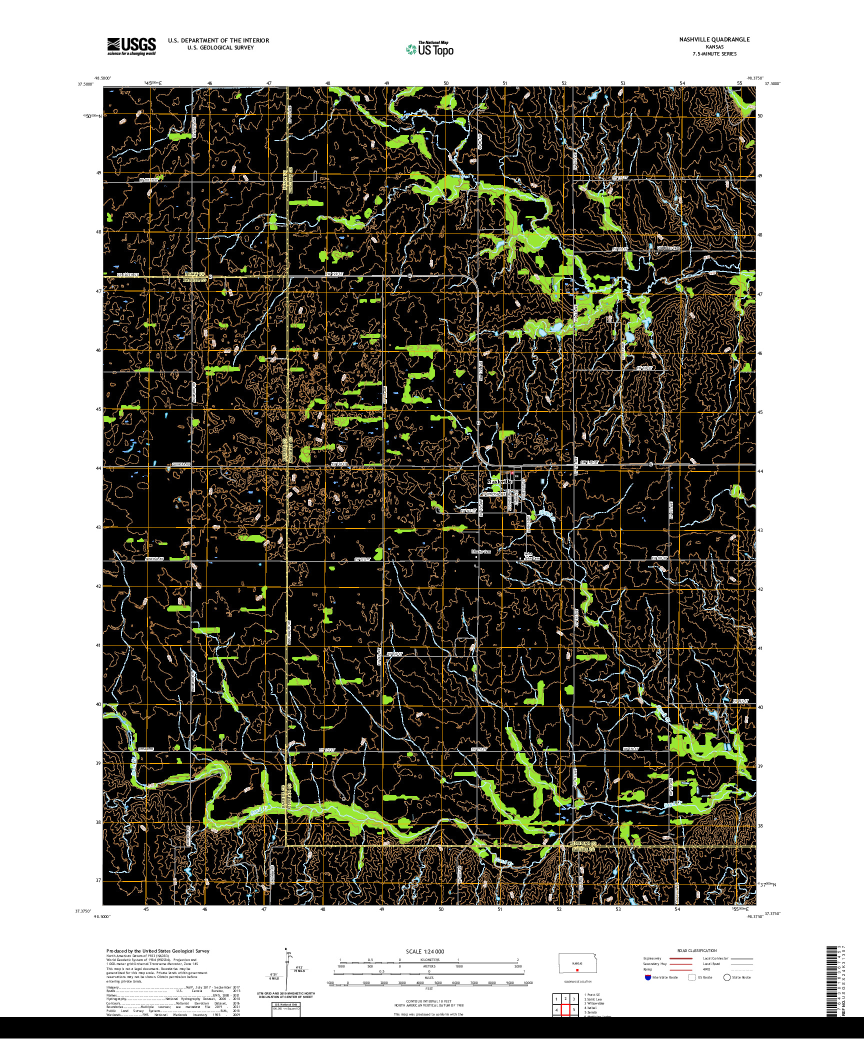 US TOPO 7.5-MINUTE MAP FOR NASHVILLE, KS