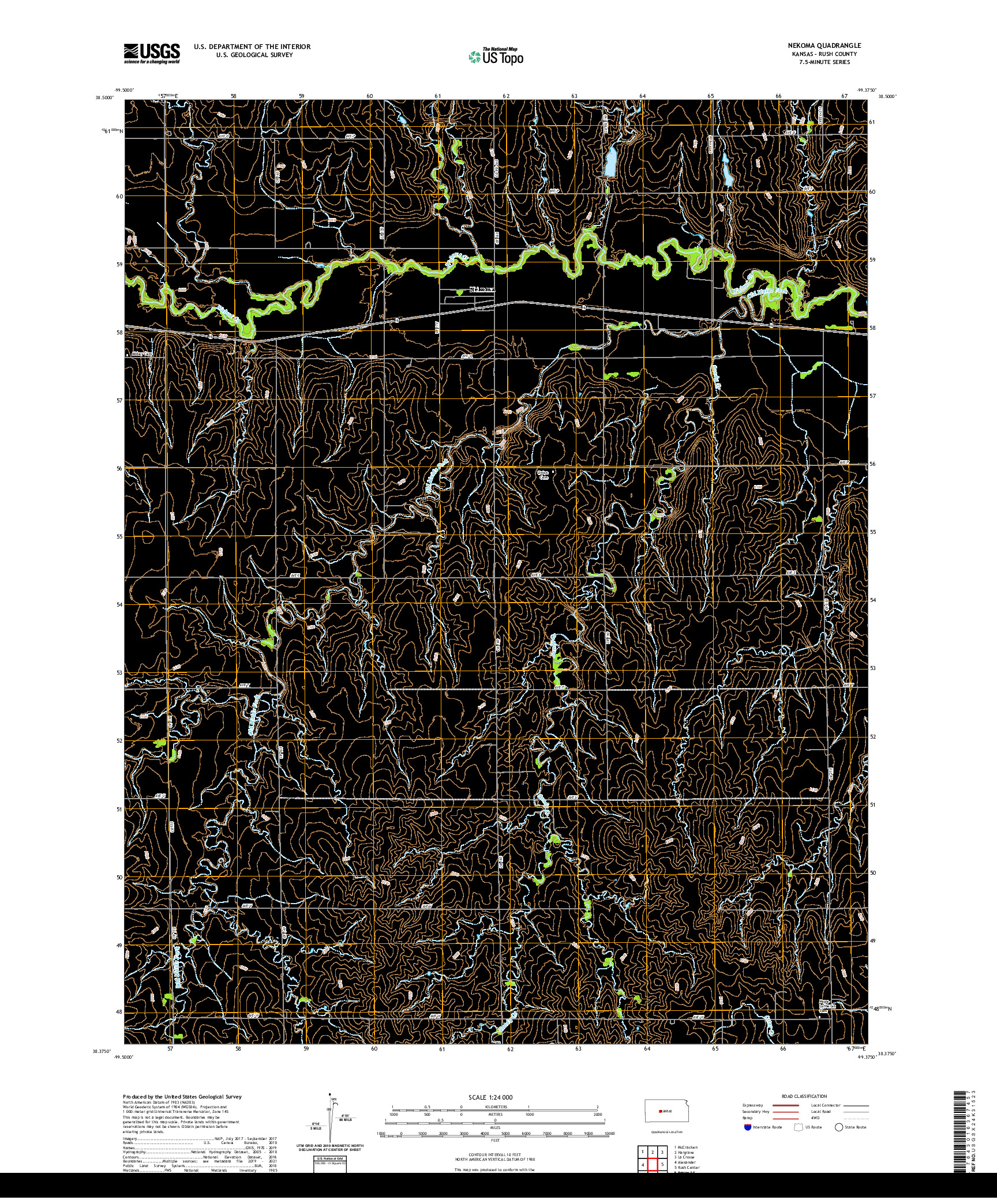 US TOPO 7.5-MINUTE MAP FOR NEKOMA, KS