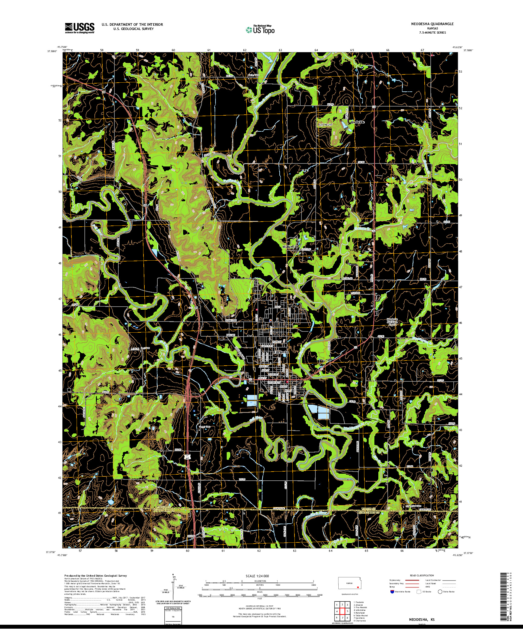 US TOPO 7.5-MINUTE MAP FOR NEODESHA, KS