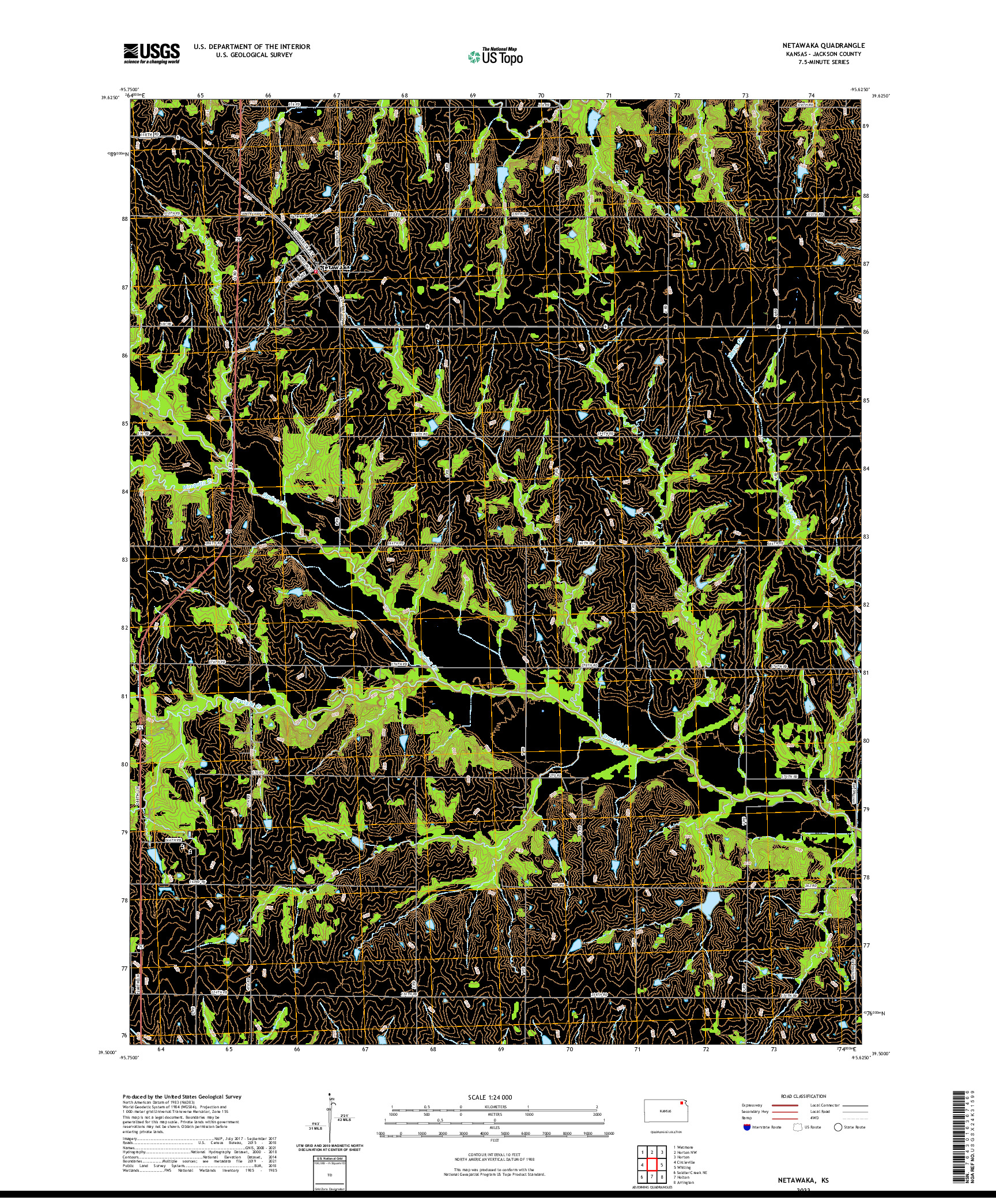 US TOPO 7.5-MINUTE MAP FOR NETAWAKA, KS