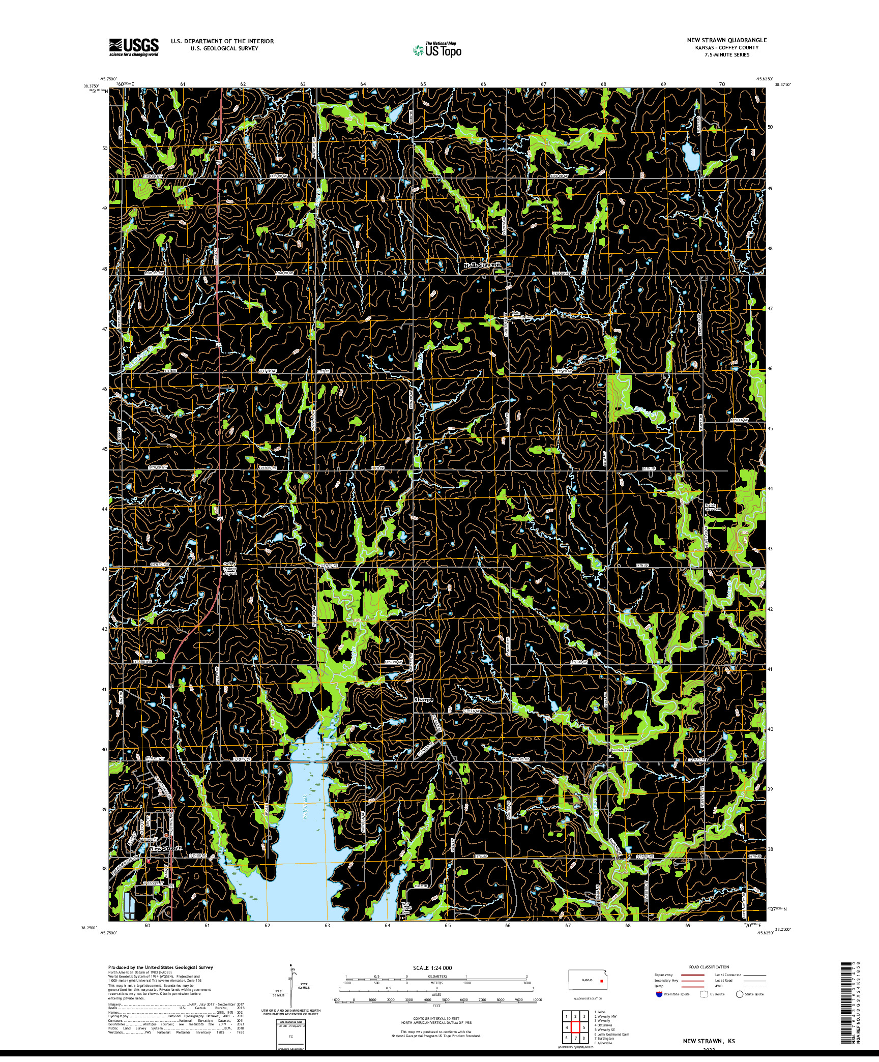 US TOPO 7.5-MINUTE MAP FOR NEW STRAWN, KS