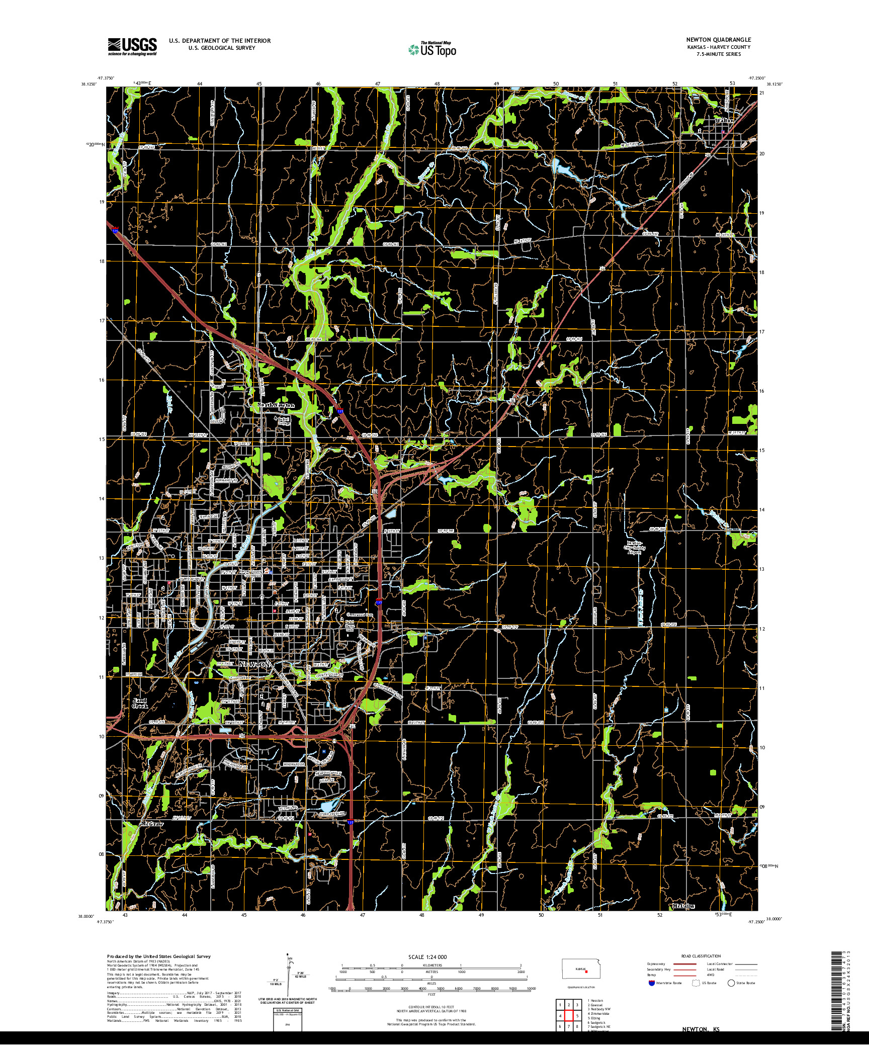 US TOPO 7.5-MINUTE MAP FOR NEWTON, KS