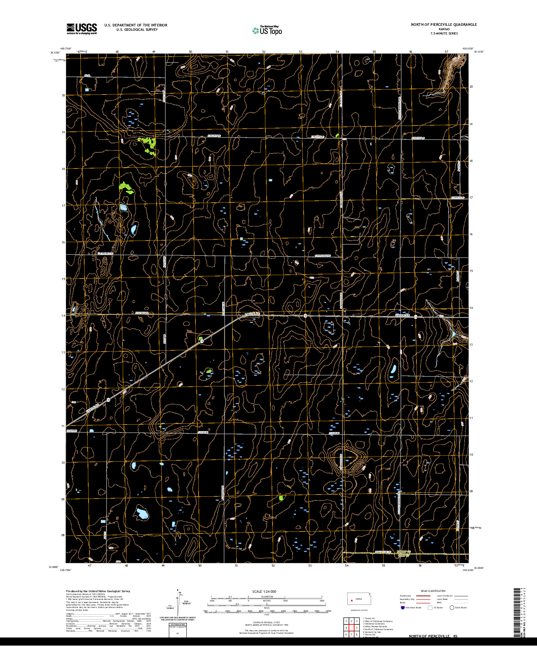 US TOPO 7.5-MINUTE MAP FOR NORTH OF PIERCEVILLE, KS