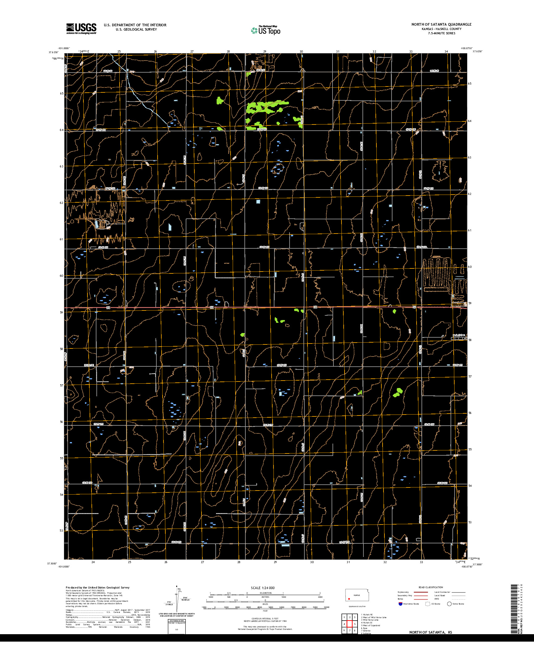 US TOPO 7.5-MINUTE MAP FOR NORTH OF SATANTA, KS