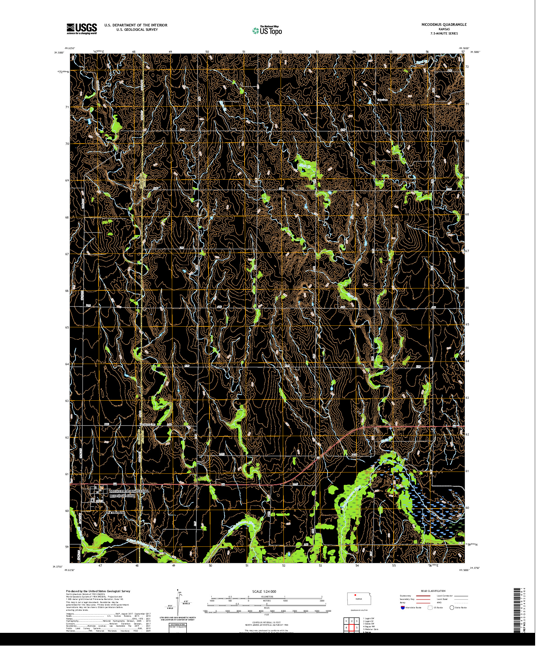 US TOPO 7.5-MINUTE MAP FOR NICODEMUS, KS