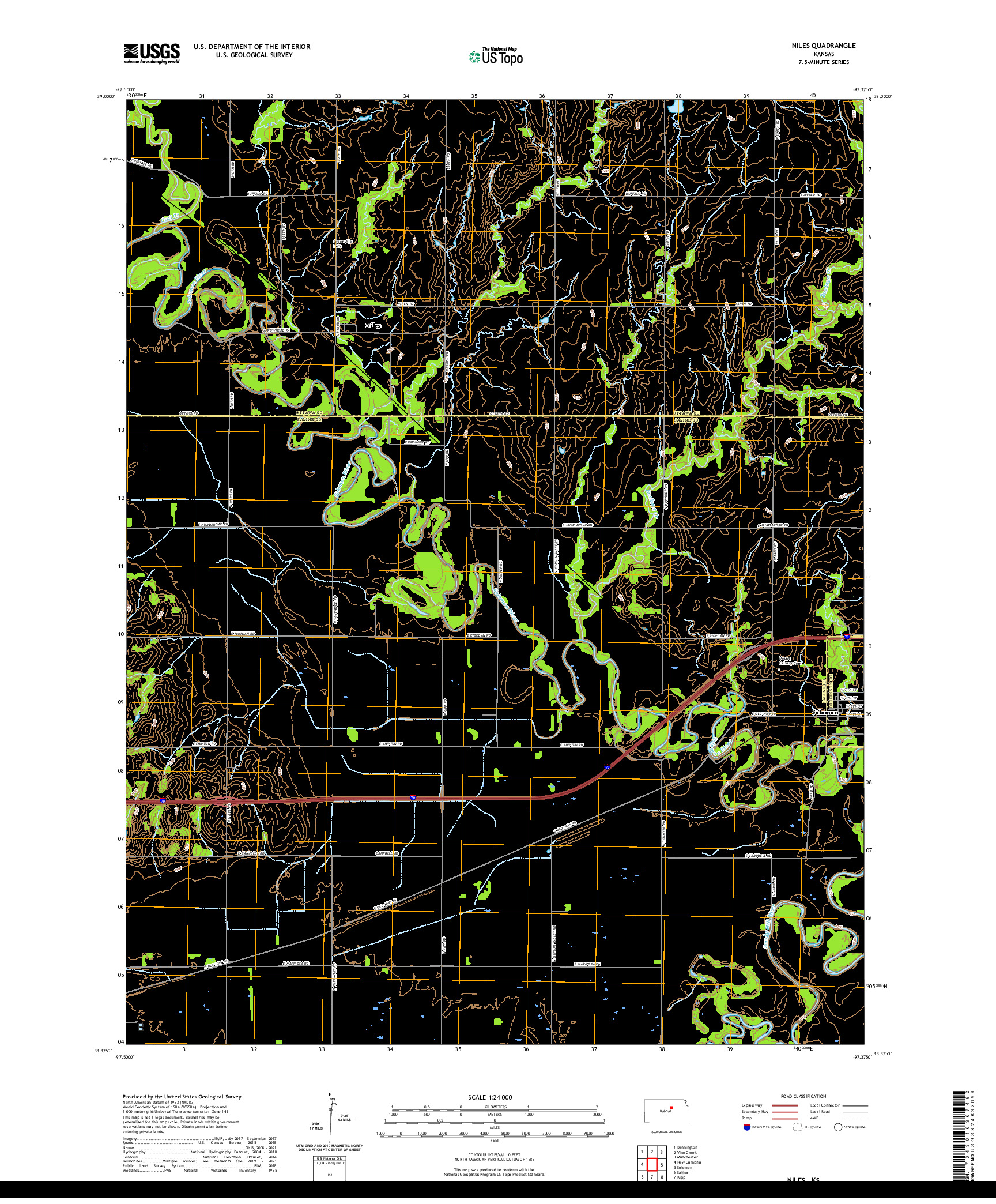 US TOPO 7.5-MINUTE MAP FOR NILES, KS