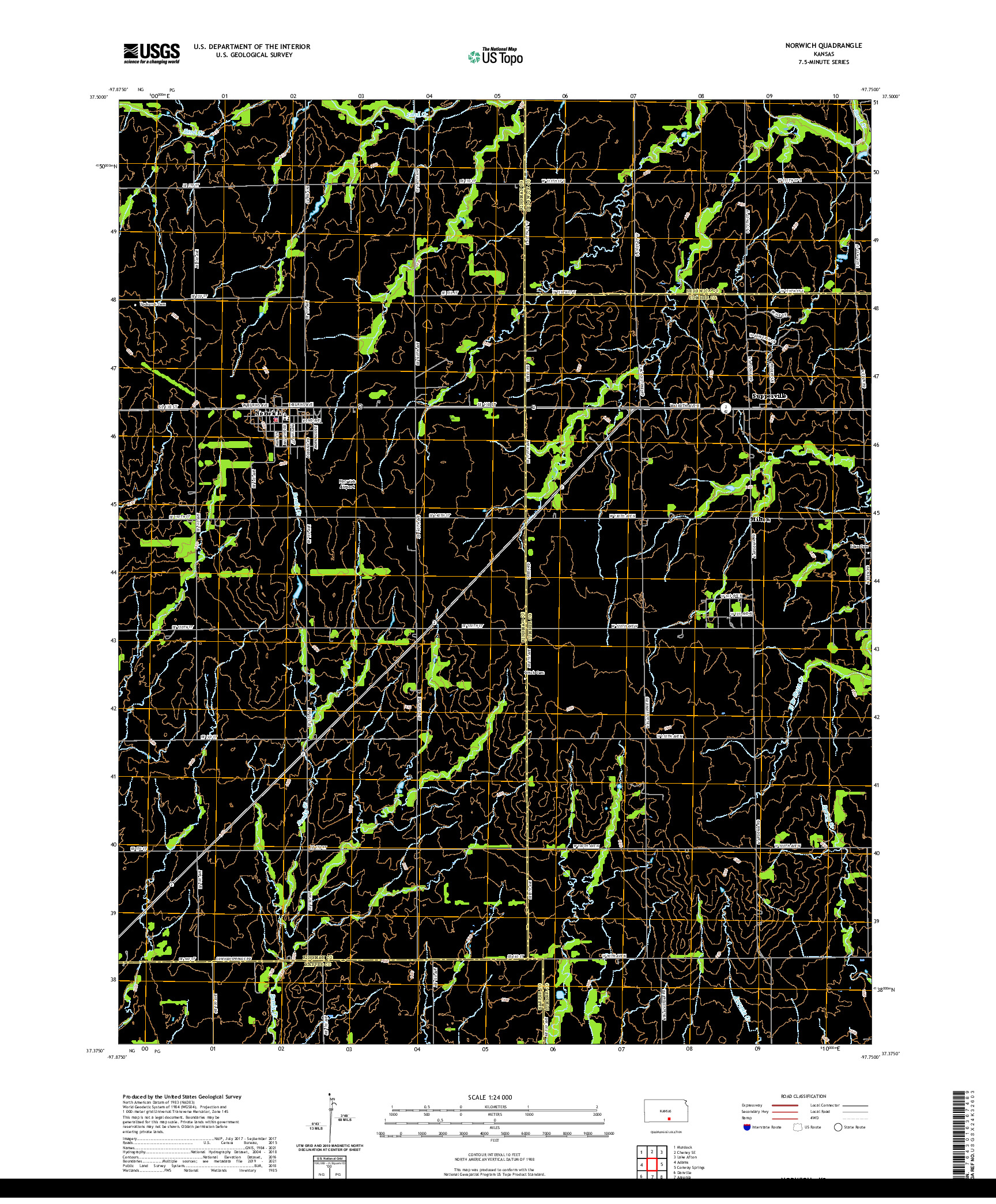 US TOPO 7.5-MINUTE MAP FOR NORWICH, KS