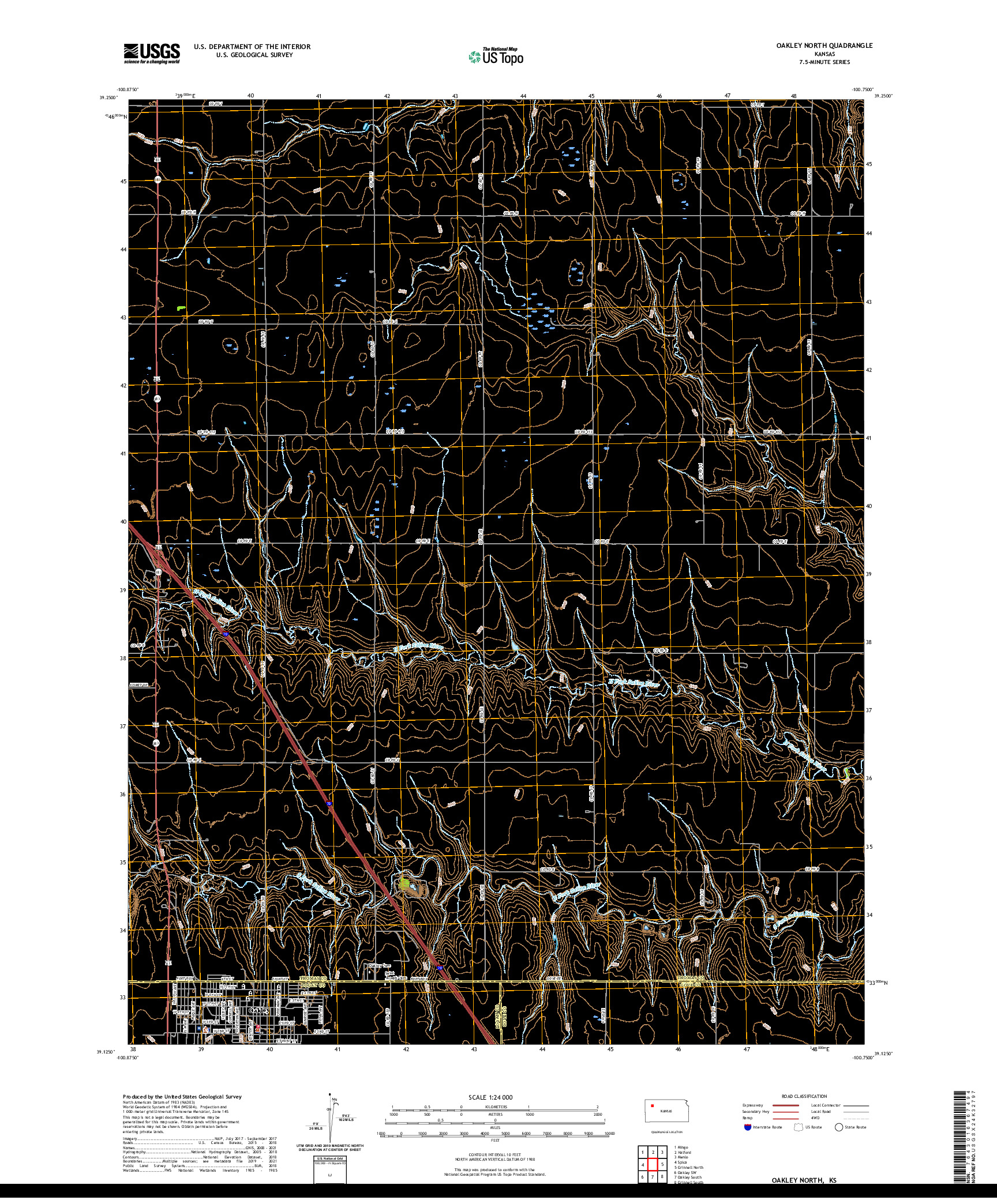 US TOPO 7.5-MINUTE MAP FOR OAKLEY NORTH, KS