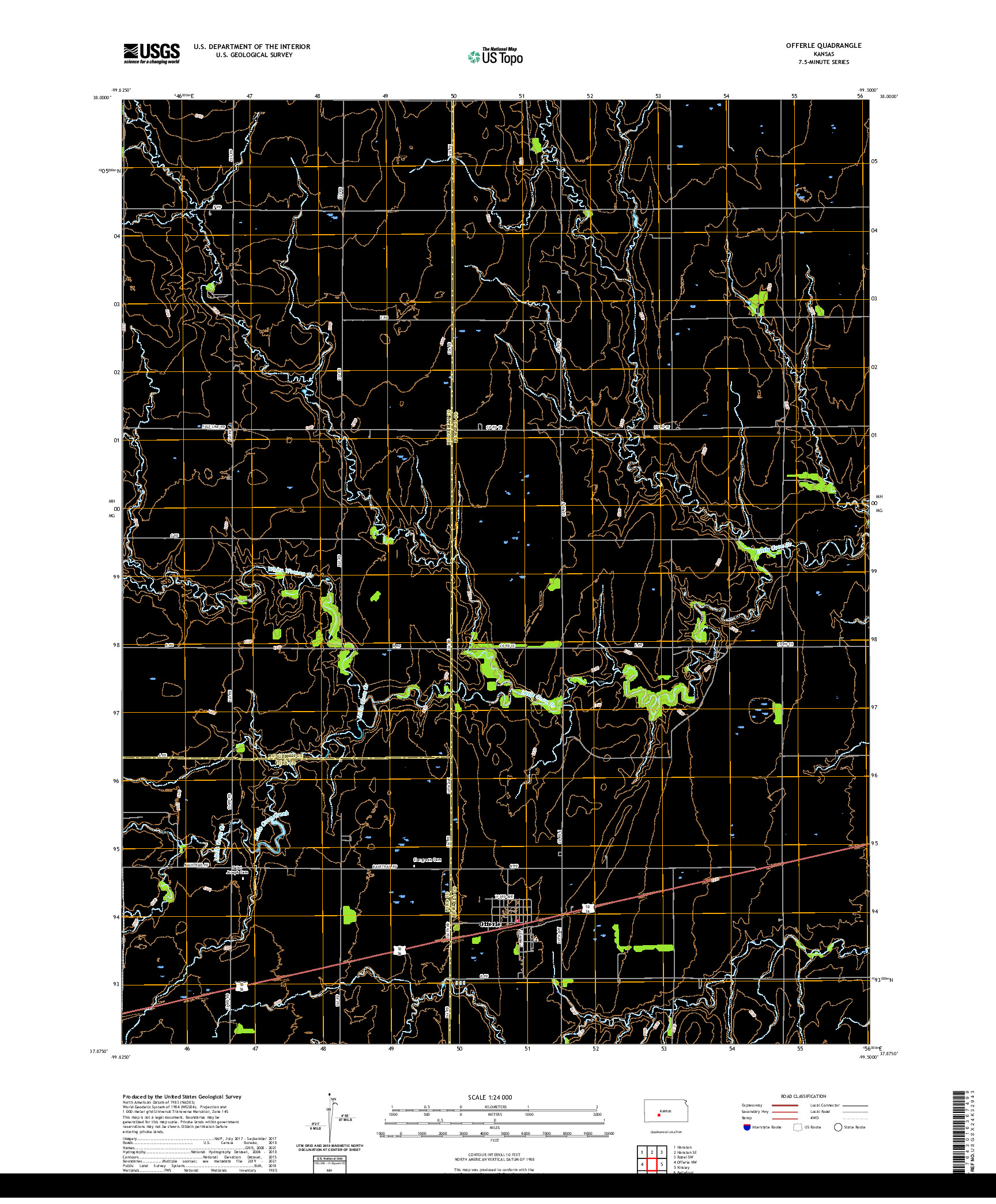 US TOPO 7.5-MINUTE MAP FOR OFFERLE, KS