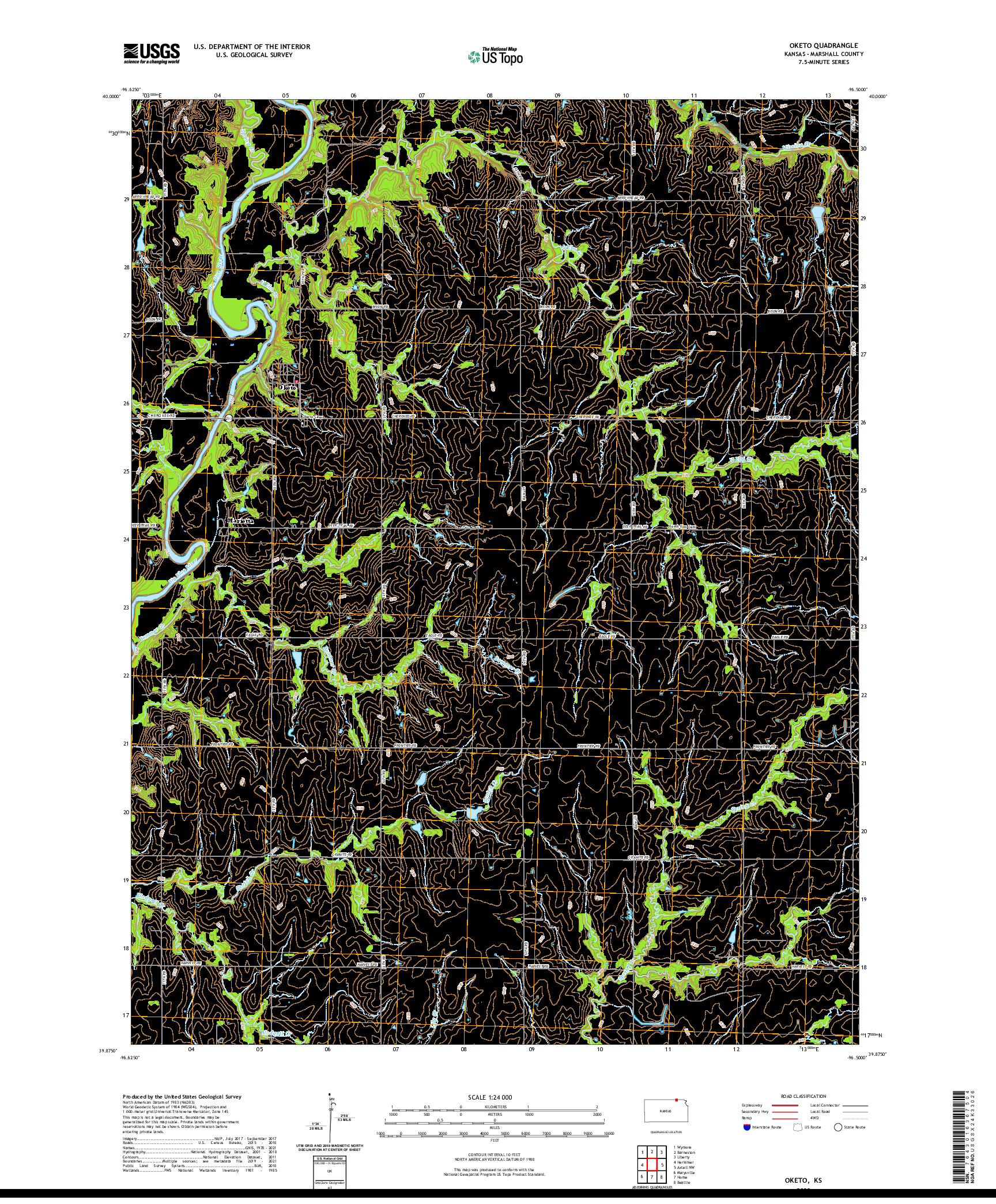 US TOPO 7.5-MINUTE MAP FOR OKETO, KS